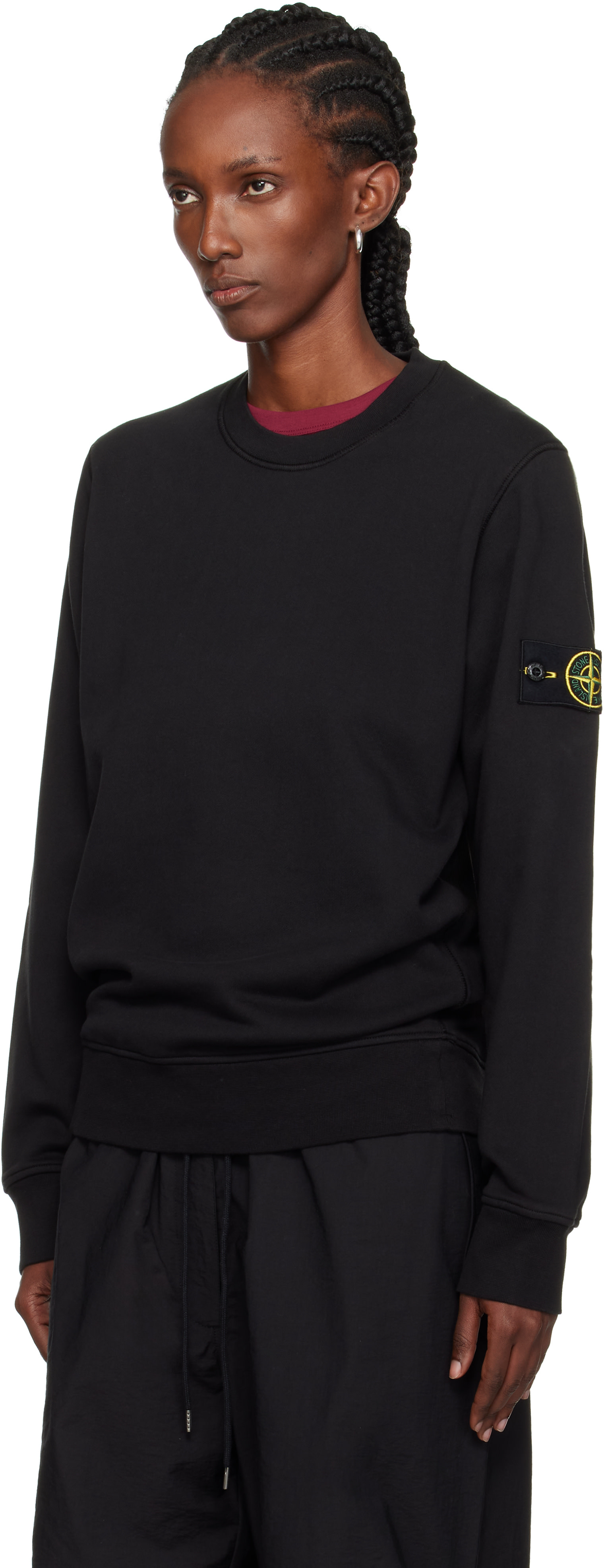 Stone Island: Black 6100060 Organic Cotton Fleece Sweatshirt | SSENSE