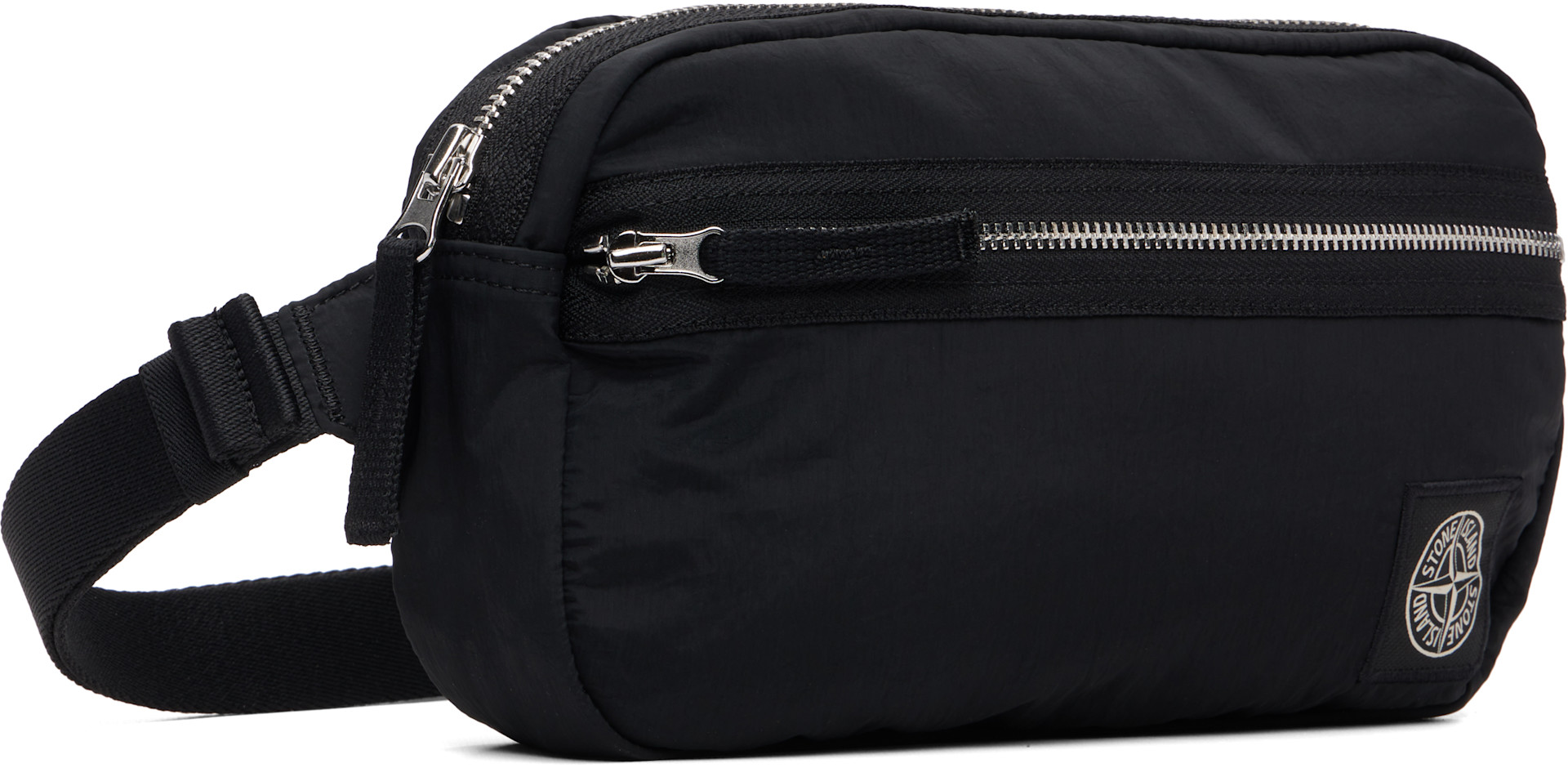 Stone Island: Black 9200016 Coated Nylon Metal ECONYL Belt Bag