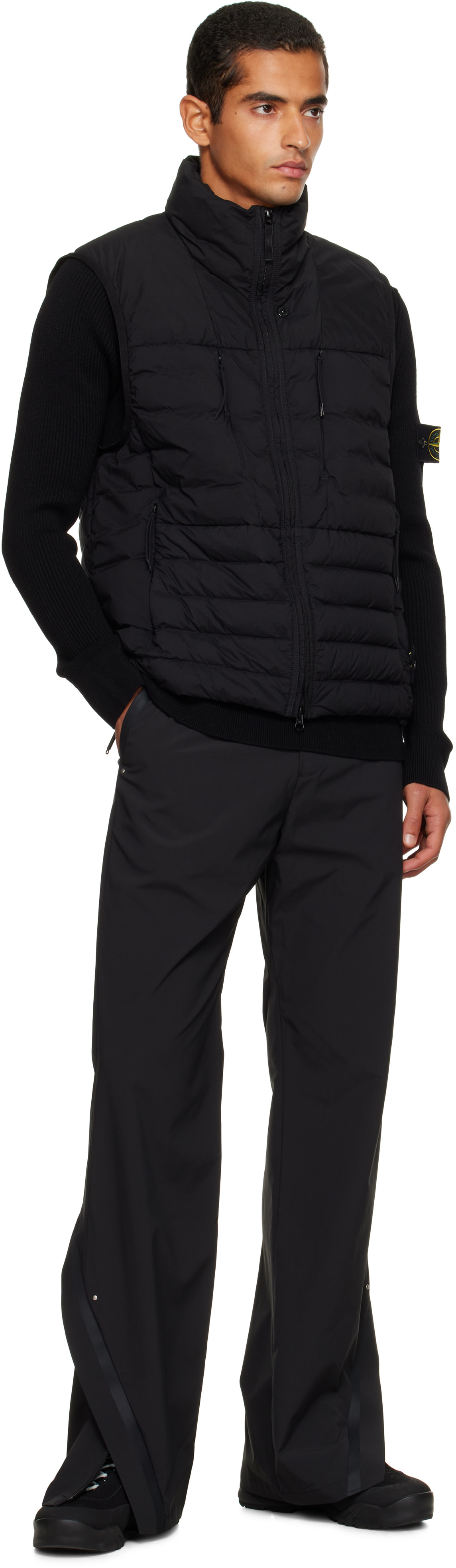 Stone Island: Black G100004 Seamless Tunnel Nylon Down-TC Vest