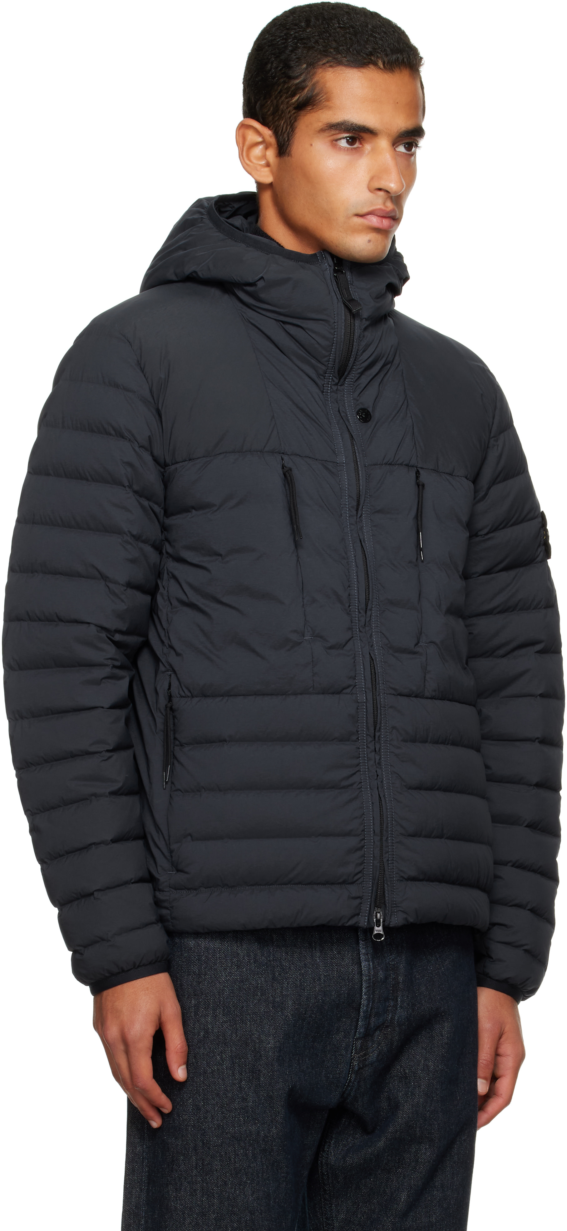Stone Island: ネイビー 4100020 Seamless Tunnel Nylon Down-TC
