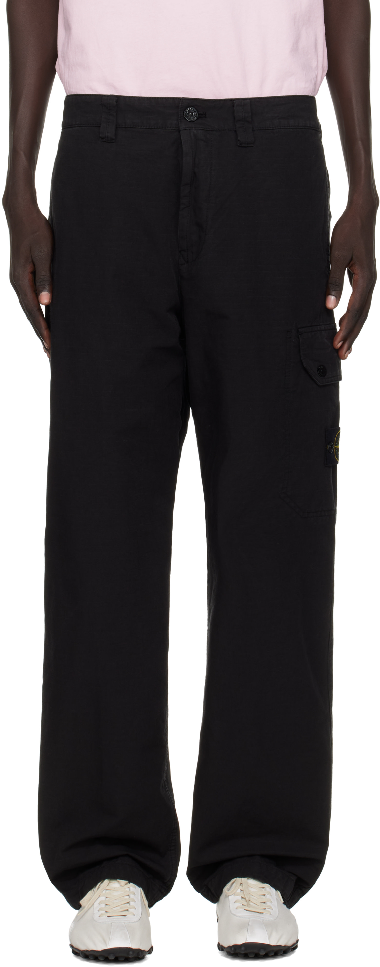 Stone Island: ブラック 3100011 コットンリップストップ カーゴパンツ