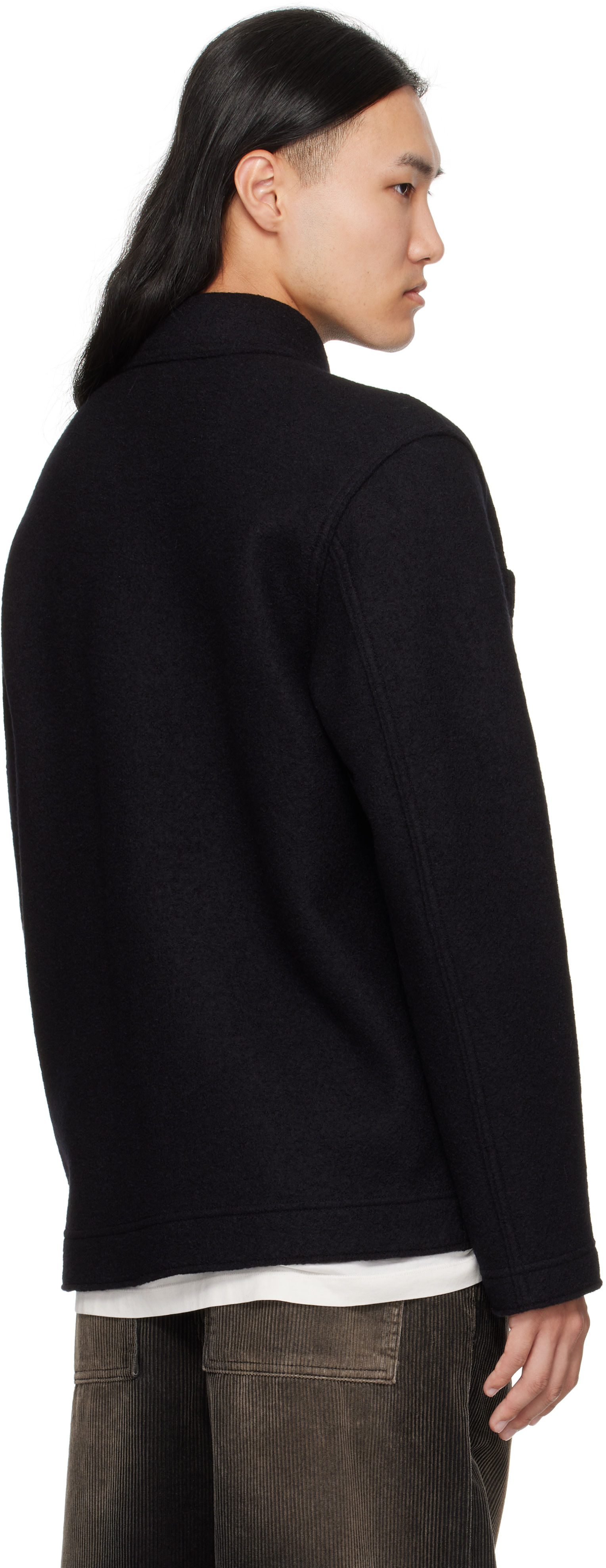 Stone Island: Black 5100058 Felted RWS Wool Jacket | SSENSE
