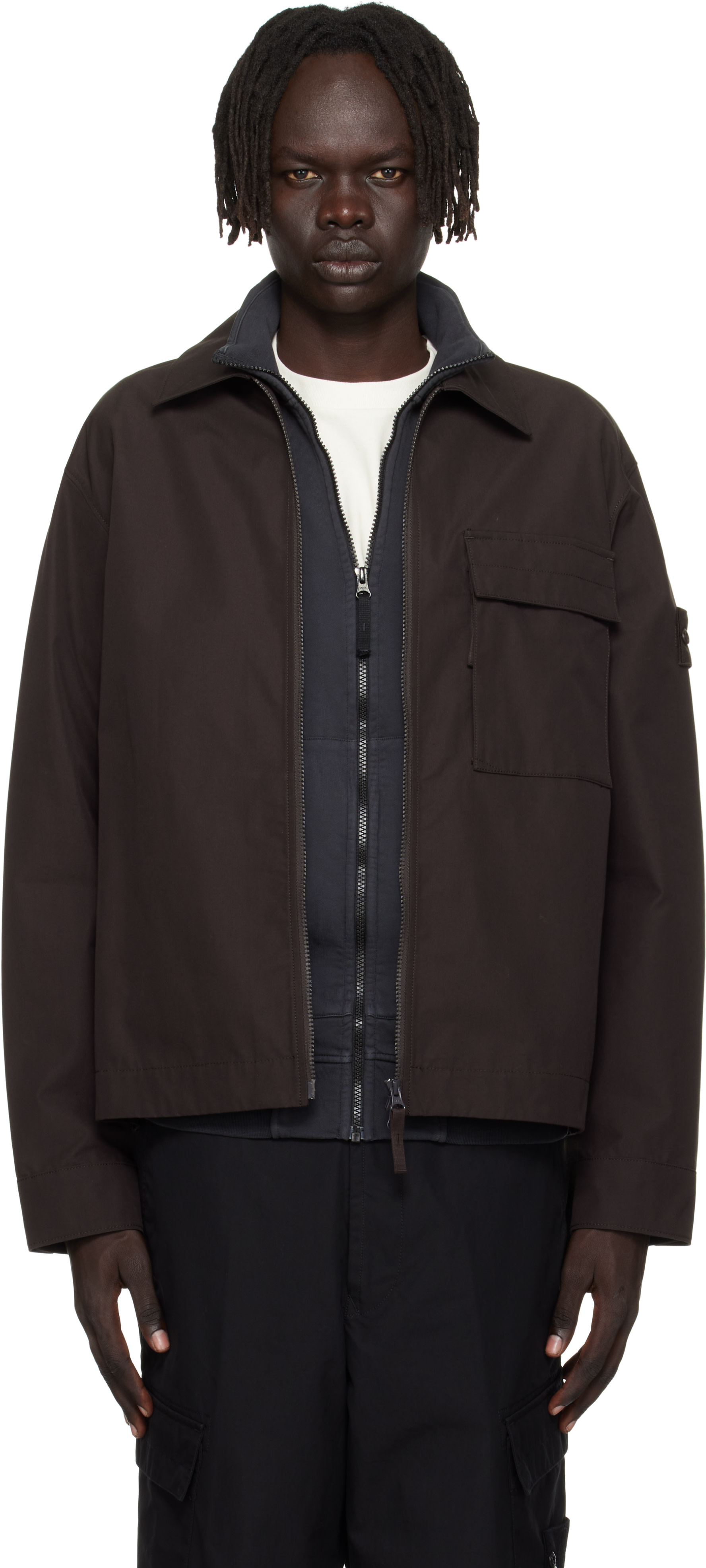 Stone Island: Brown 1200018 Weatherproof Cotton Canvas Overshirt 