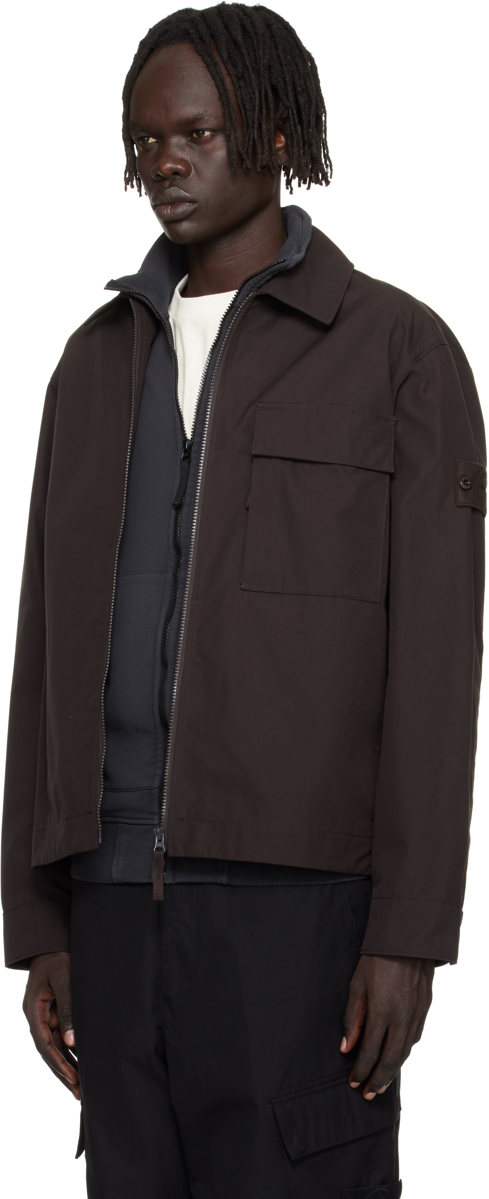 Stone Island: Brown 1200018 Weatherproof Cotton Canvas Overshirt