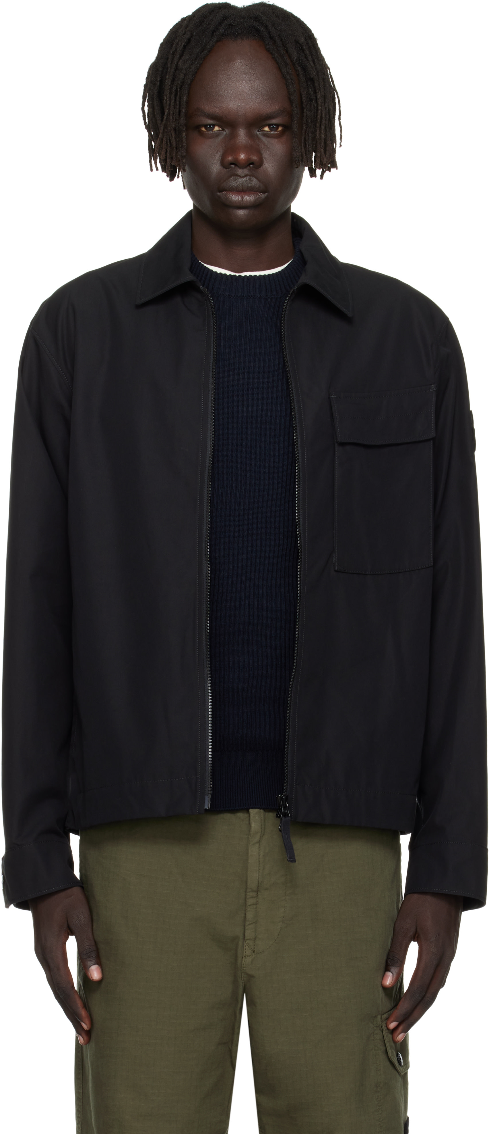 【新品未使用】Stone  コットンジャケット　ブラック Stone Island: ブラック 1200018 ウォータープルーフ コットン