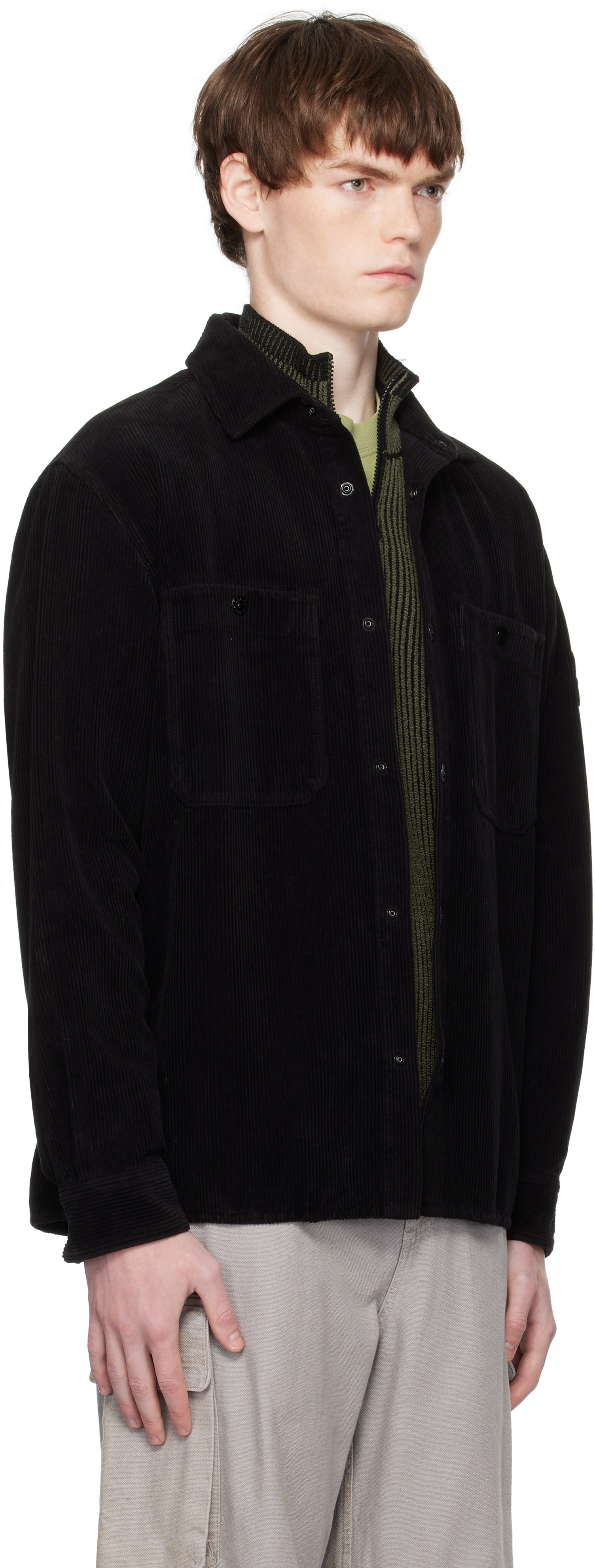 Stone Island: ブラック 1200012 Organic Cotton Corduroy 800 シャツ
