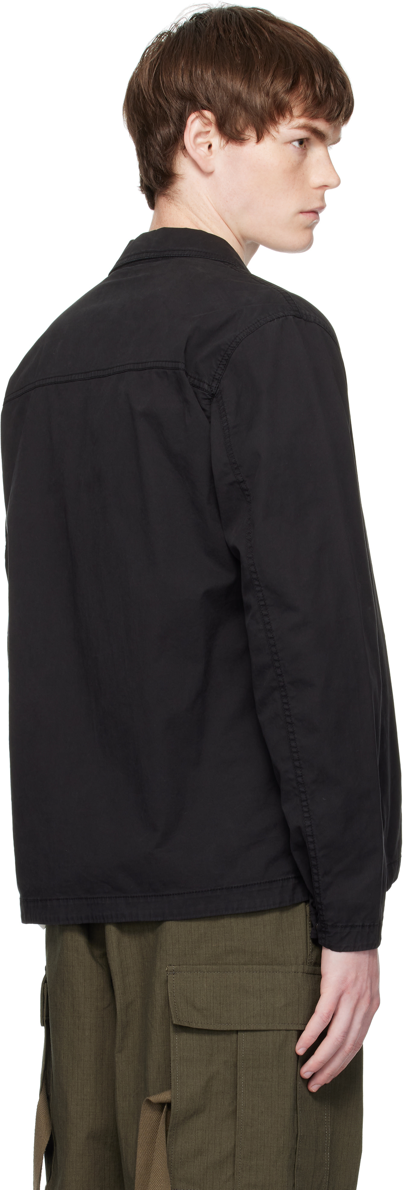 Stone Island: Black 1200003 Supima Cotton Twill Stretch-TC Jacket