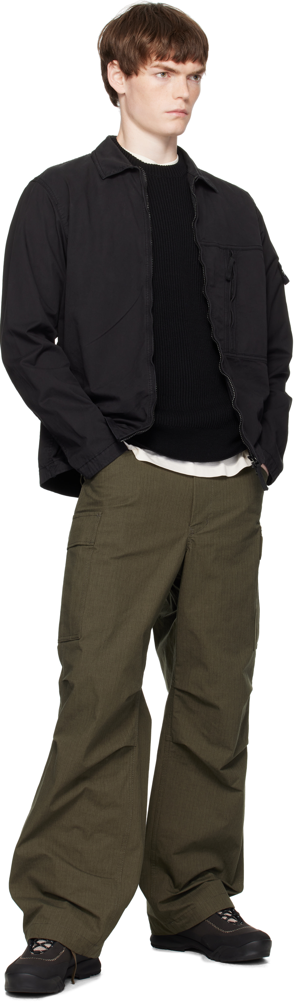 Stone Island: ブラック 1200003 Supima Cotton Twill Stretch-TC
