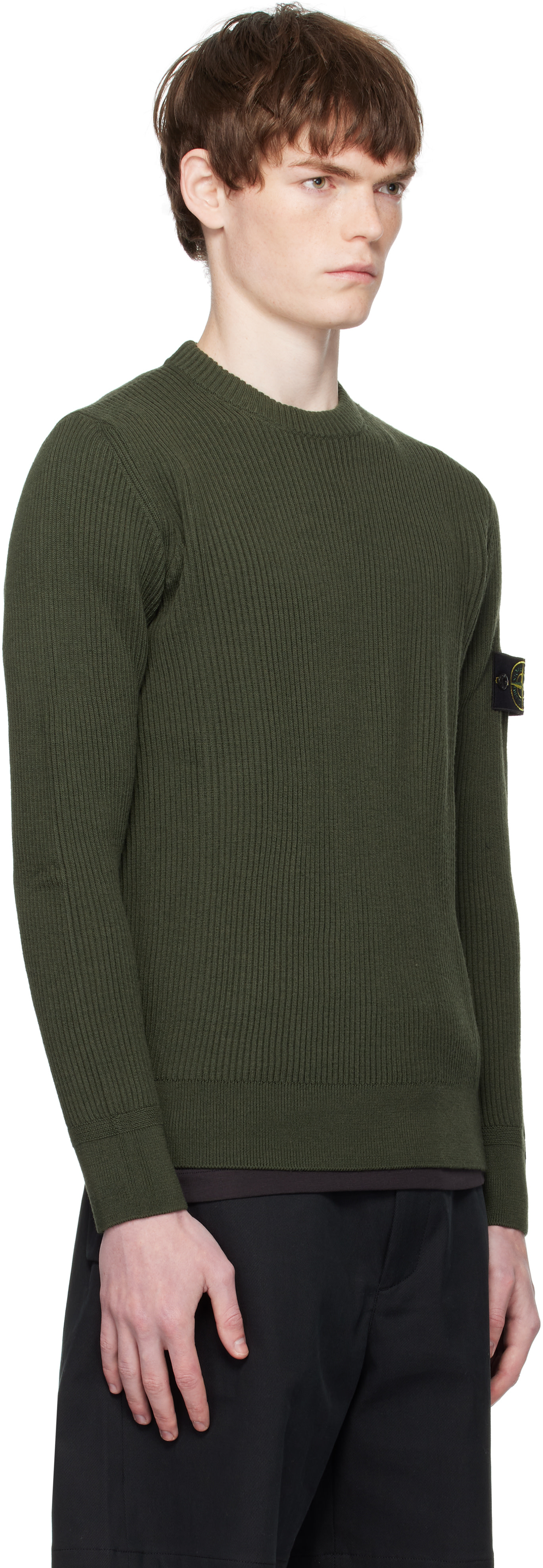 Stone Island: カーキ 5100053 Full Rib RWS Wool セーター | SSENSE 日本