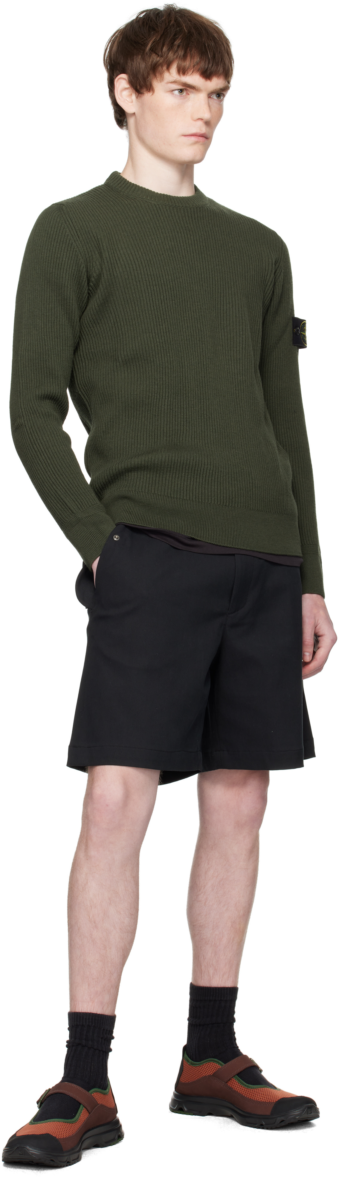 Stone Island: カーキ 5100053 Full Rib RWS Wool セーター | SSENSE 日本