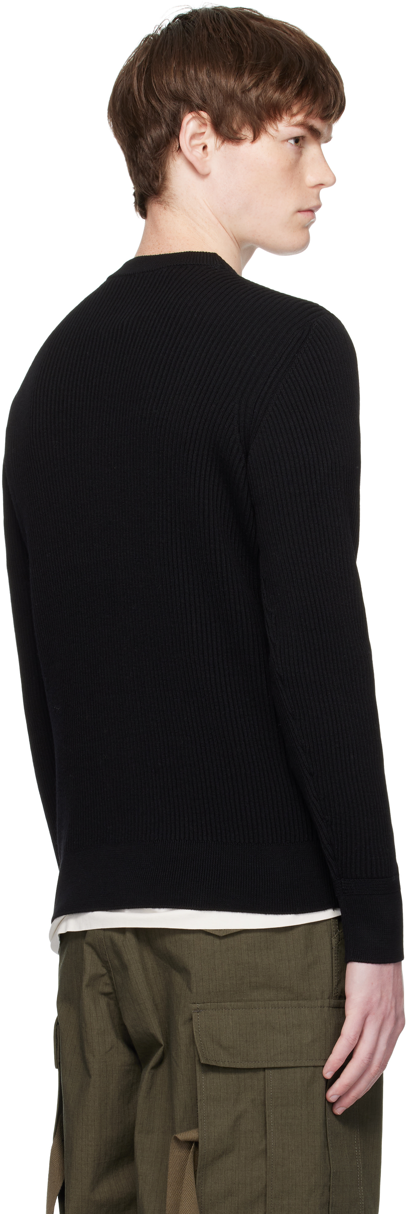 Stone Island: Black 5100053 Full Rib RWS Wool Sweater | SSENSE