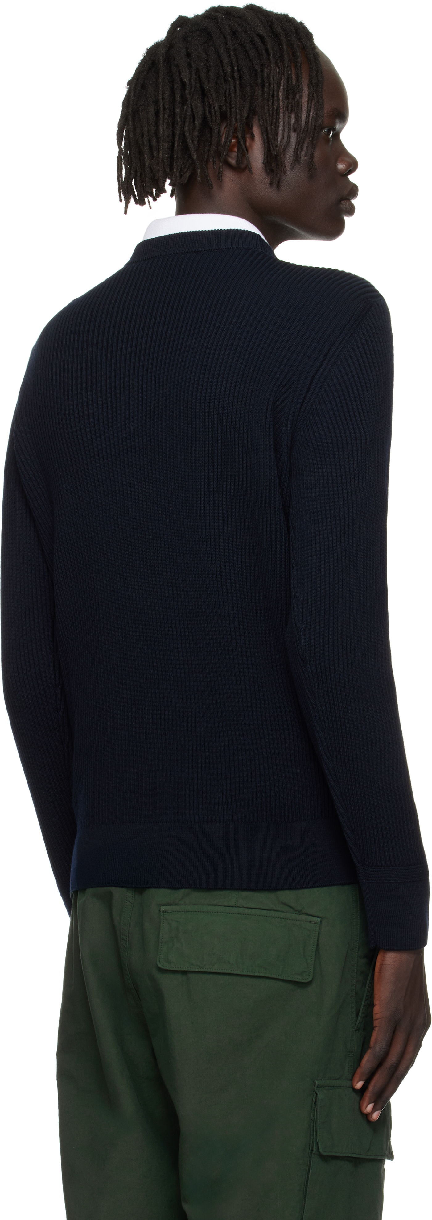 あ*い様 STONE  5100053 フルリブ RWSウールニット Stone Island: Navy 5100053 Full Rib RWS Wool Sweater | SSENSE
