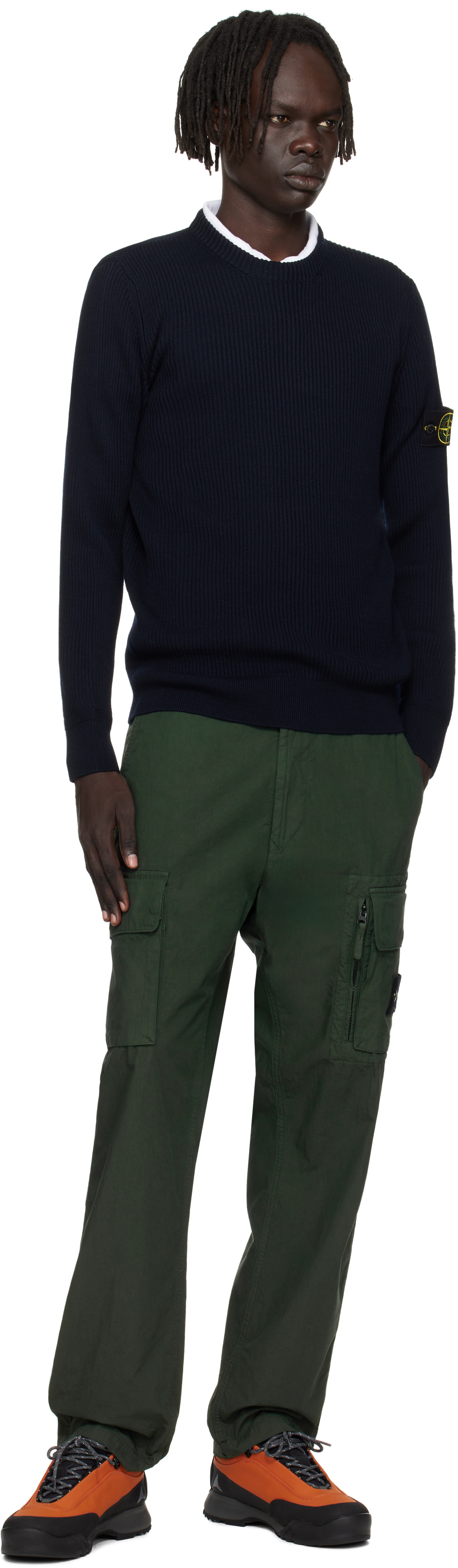 Stone Island: Navy 5100053 Full Rib RWS Wool Sweater | SSENSE