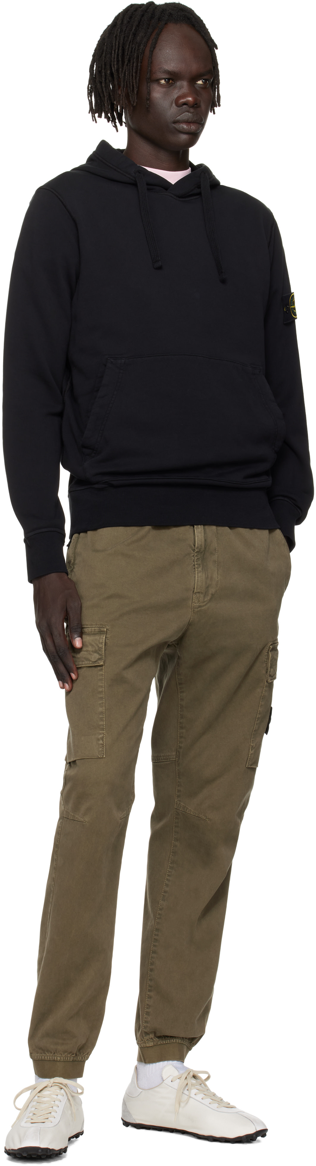 Stone Island: Black 6100062 Organic Cotton Fleece Hoodie | SSENSE