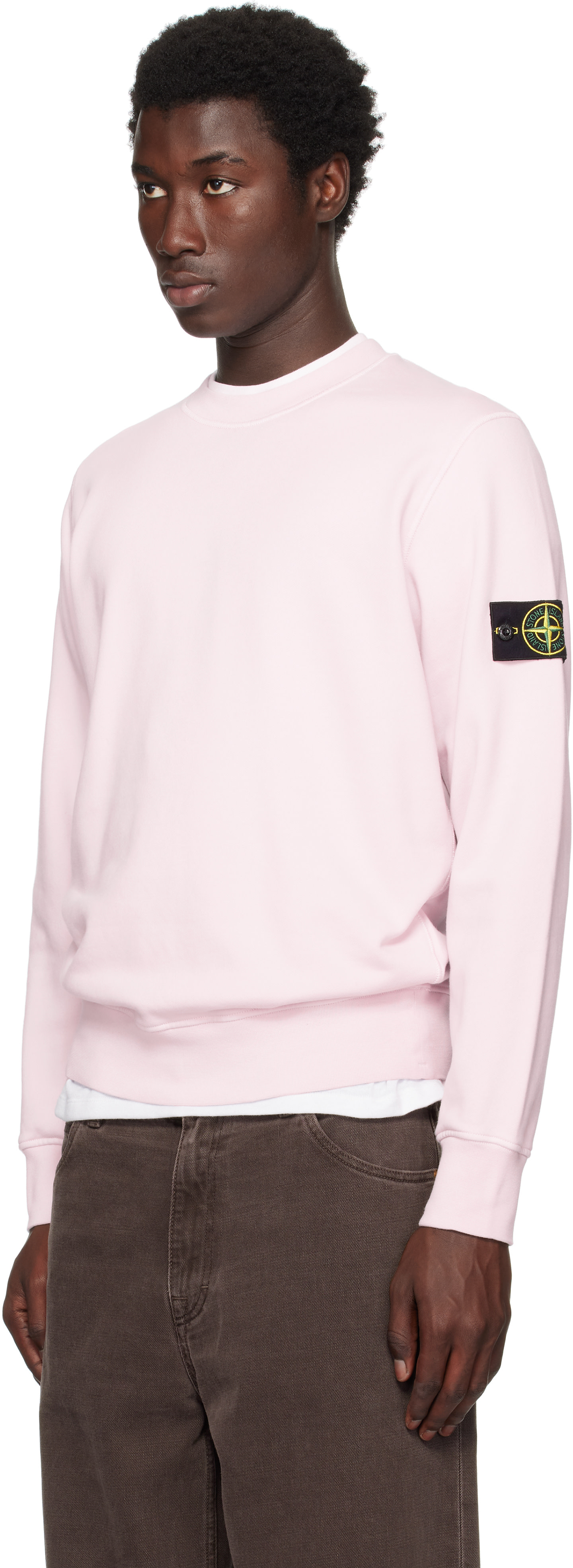 Stone Island: Pink 6100044 Organic Cotton Fleece Sweatshirt | SSENSE