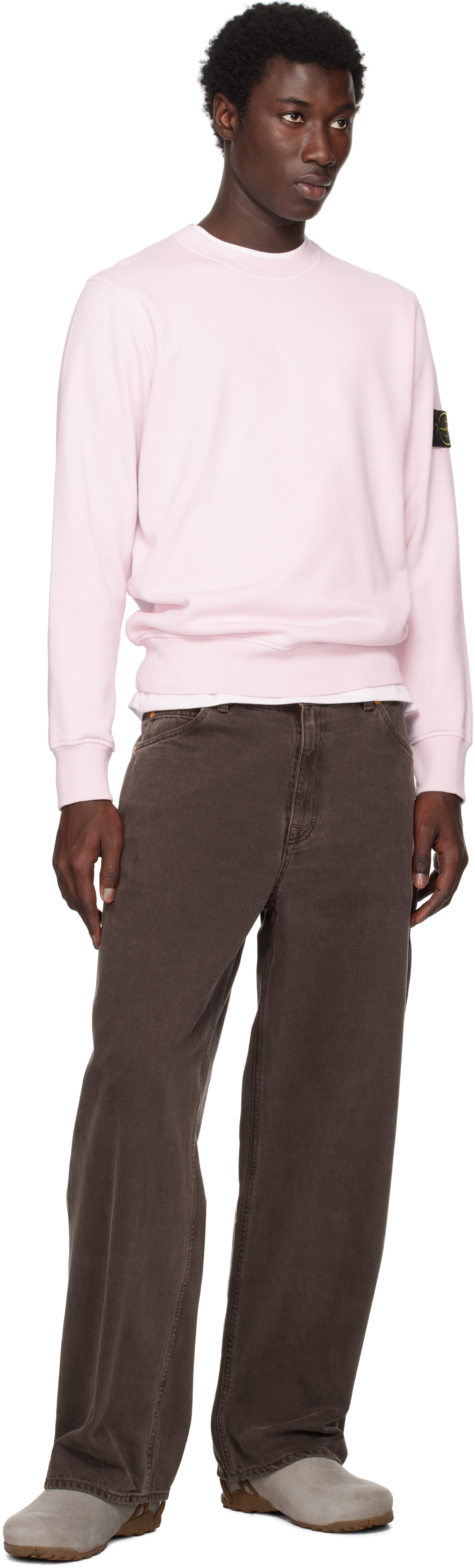 Stone Island: Pink 6100044 Organic Cotton Fleece Sweatshirt | SSENSE