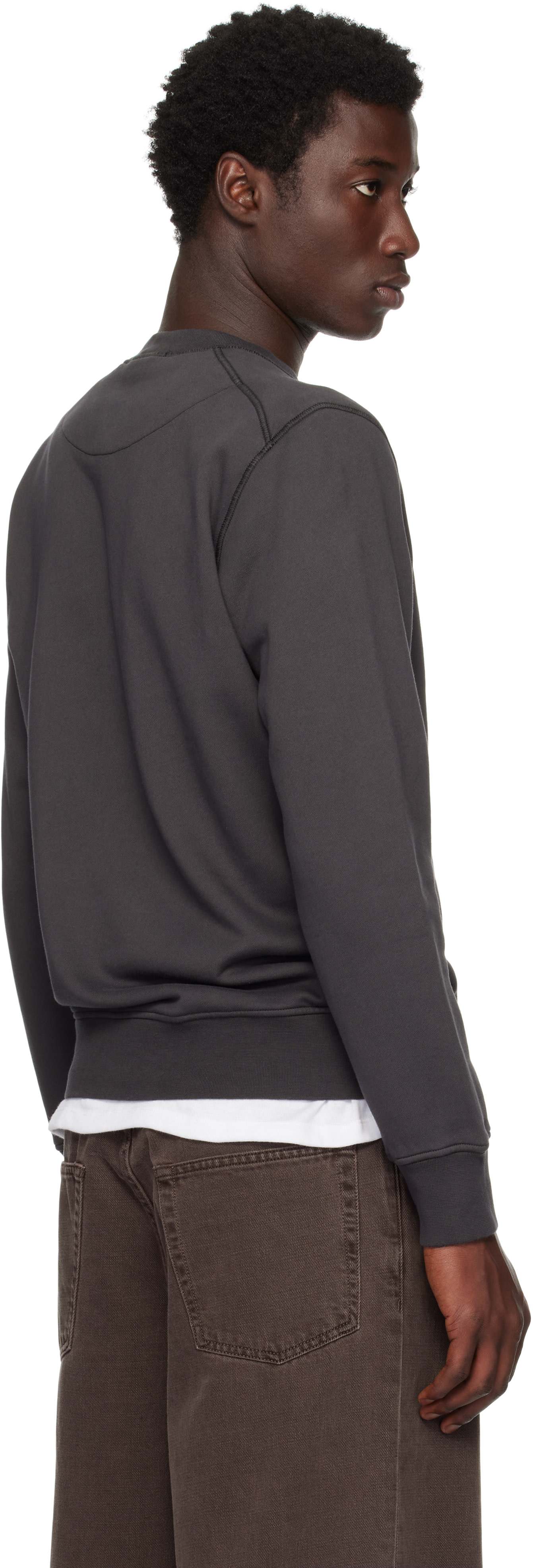 Stone Island - Pull molletonné 6100044 gris en coton bio