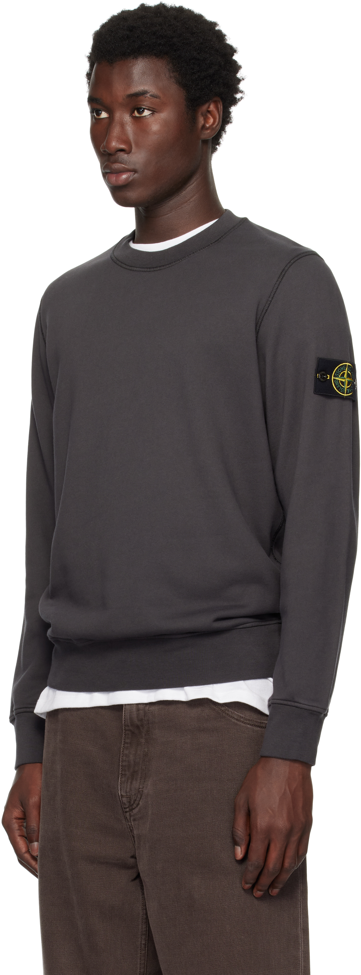 Stone Island - Pull molletonné 6100044 gris en coton bio