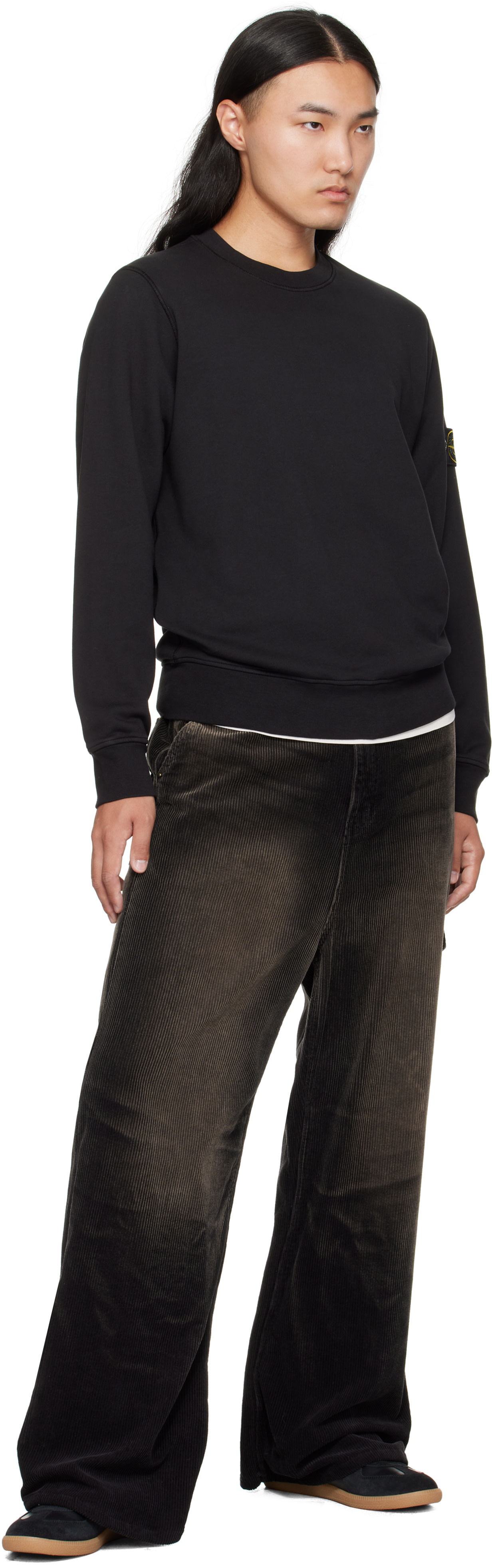 STONE  リブ　スウェットシャツ　ブラック　M Stone Island: ブラック 6100060 Organic Cotton Fleece スウェット