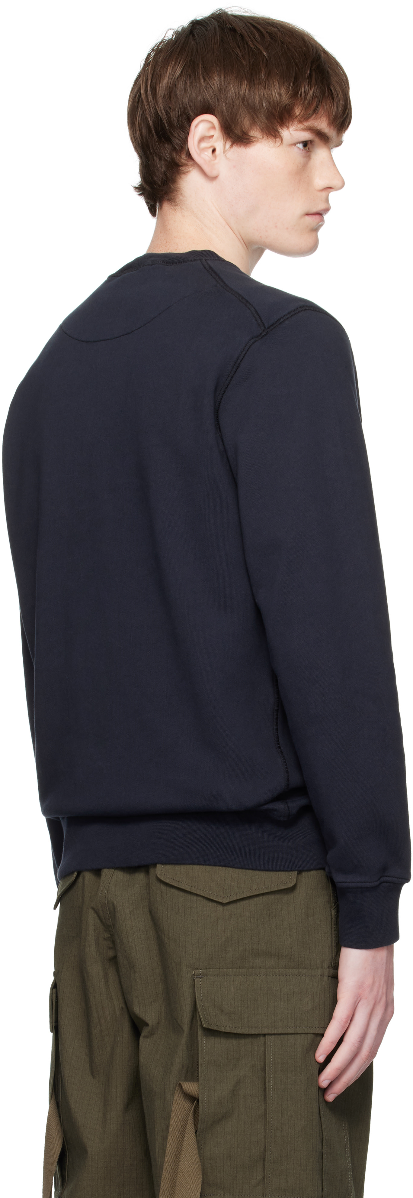 Stone Island: Navy 6100060 Organic Cotton Fleece Sweatshirt | SSENSE