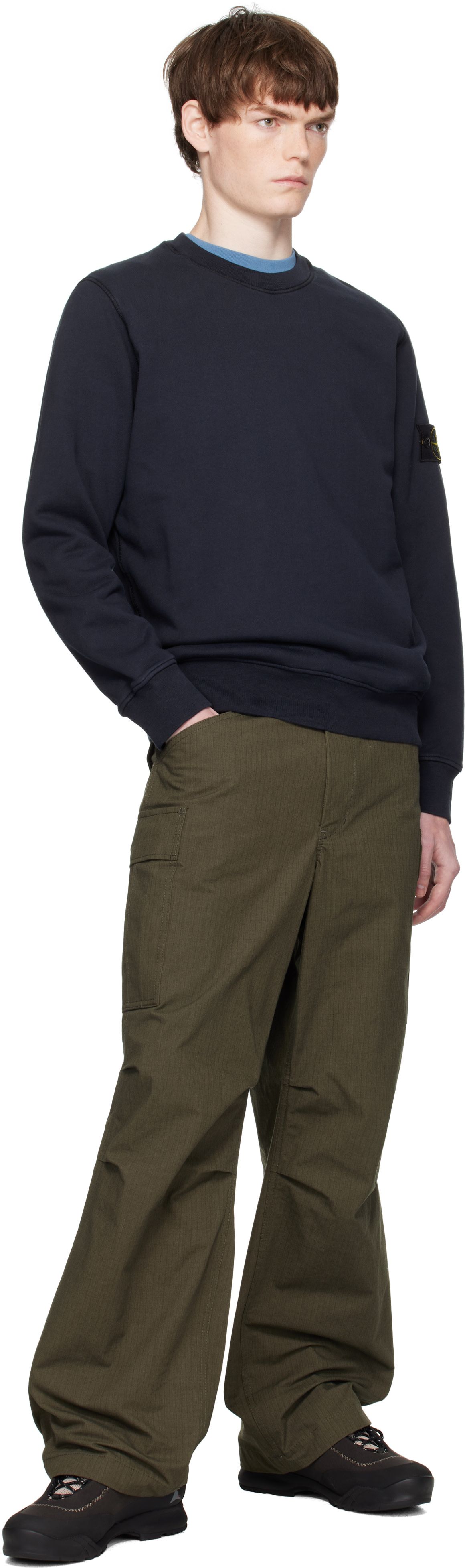 Stone Island: ネイビー 6100060 Organic Cotton Fleece スウェット