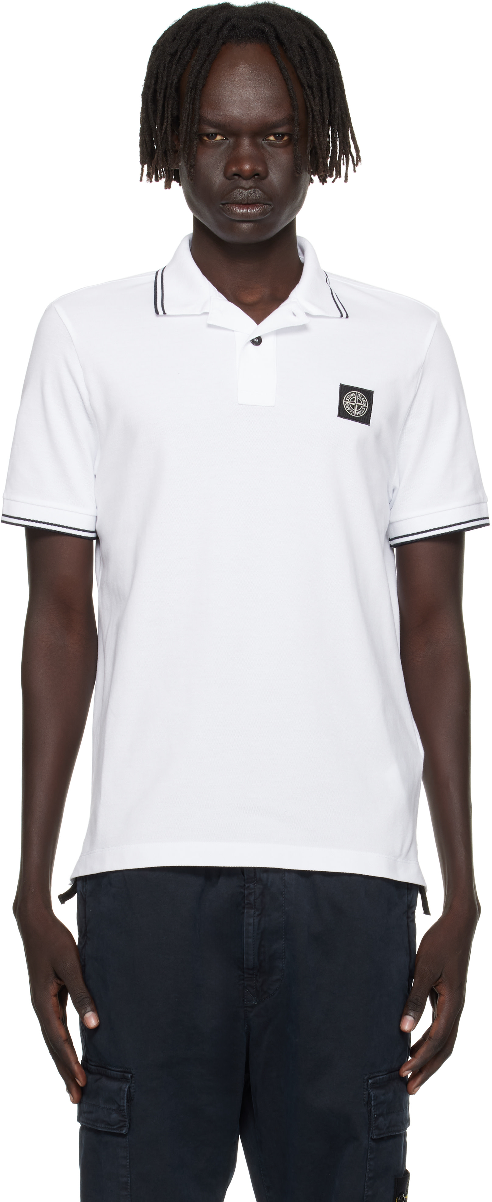 トップス STONE ISLAND 21AW L/S Polo Regular-Wh/XL