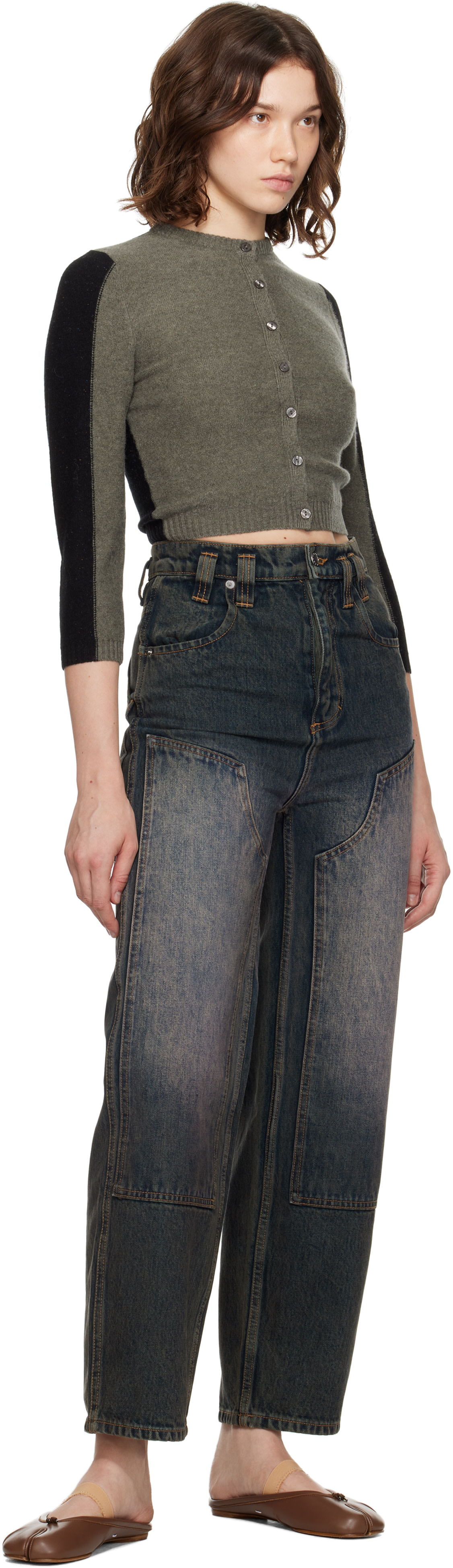 Eckhaus Latta: Blue Double Knee Baggy Jeans | SSENSE Eckhaus Latta: Blue Double Knee Baggy Jeans | SSENSE