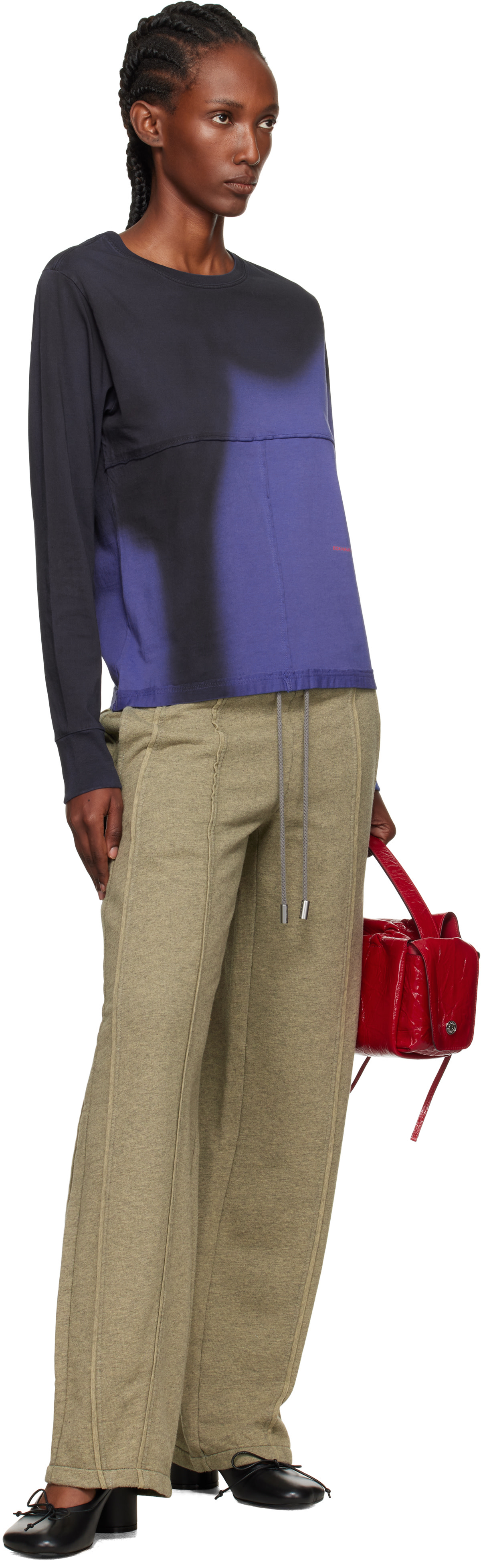 Eckhaus Latta: Navy Lapped Long Sleeve T-shirt | SSENSE
