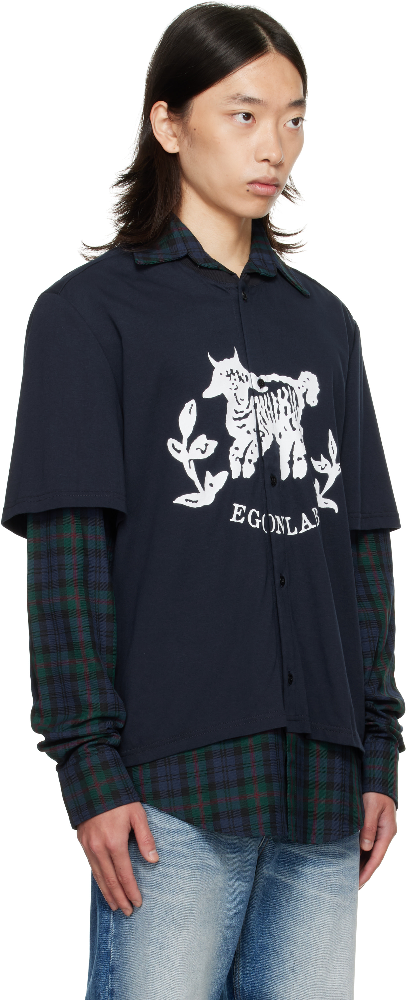 EGONlab: Navy Moutono Shirt | SSENSE EGONlab: Navy Moutono Shirt | SSENSE