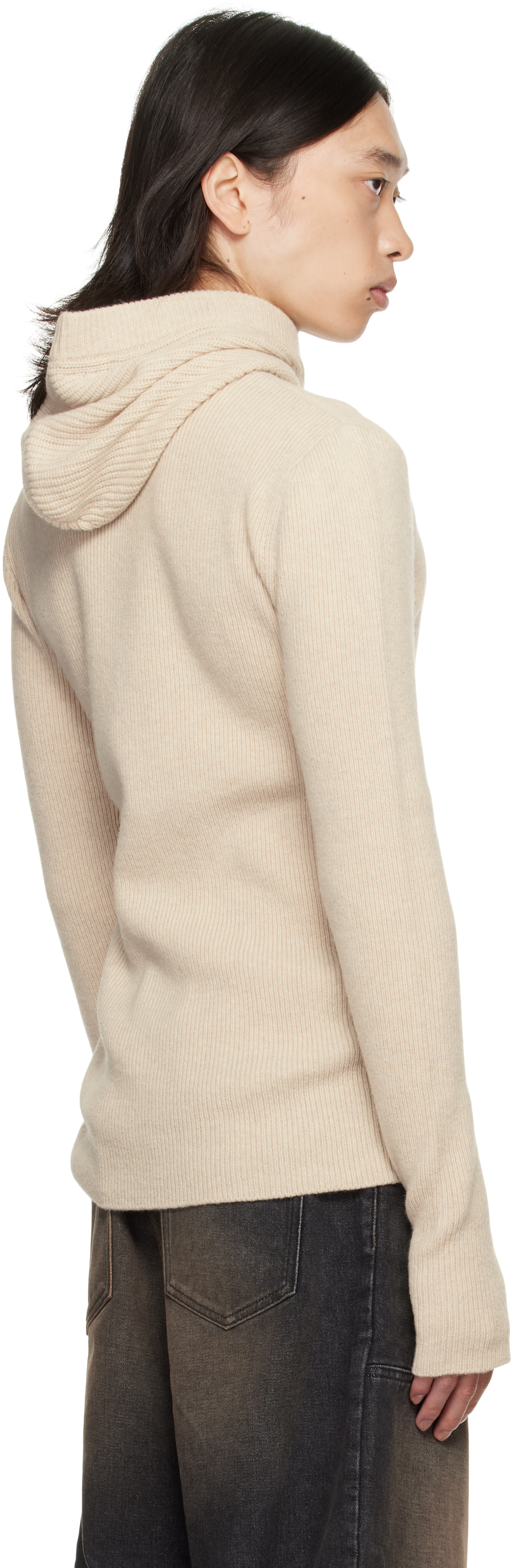 EGONlab - Pull à capuche beige en tricot