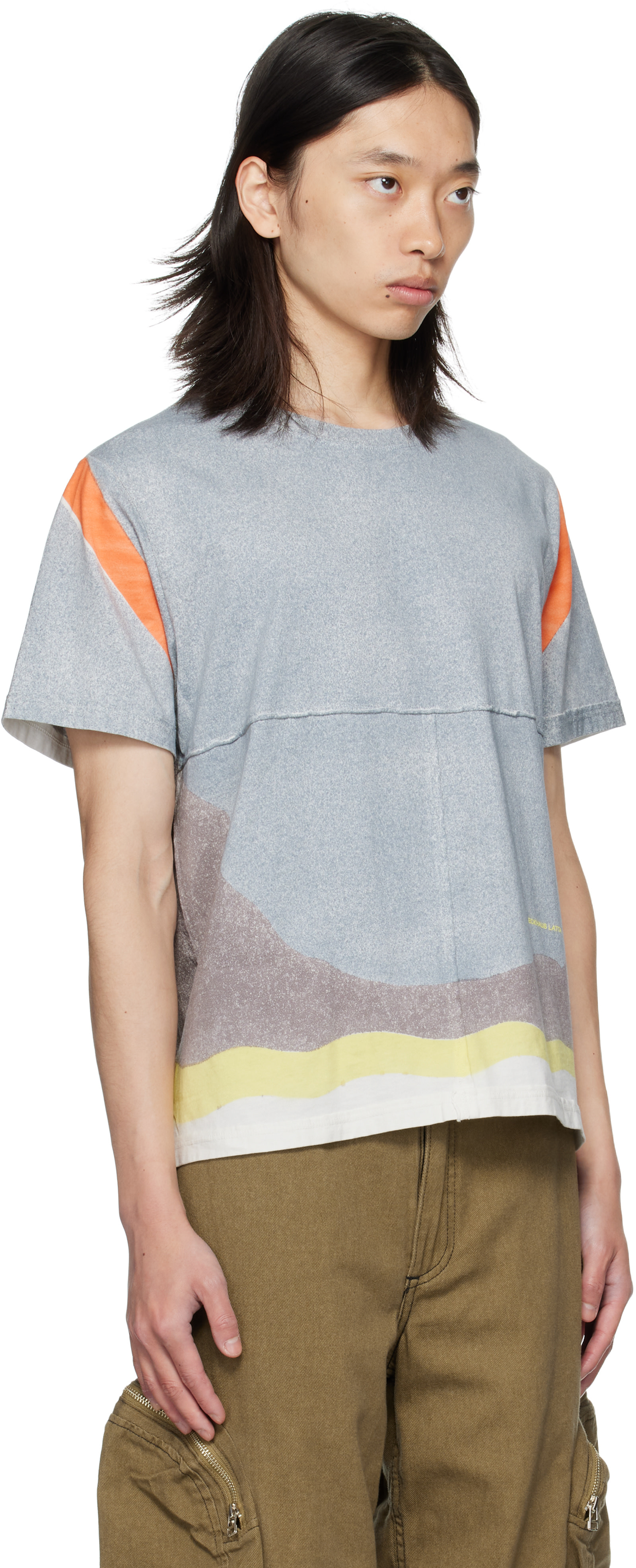 Eckhaus Latta: Gray Lapped T-shirt | SSENSE Taiwan