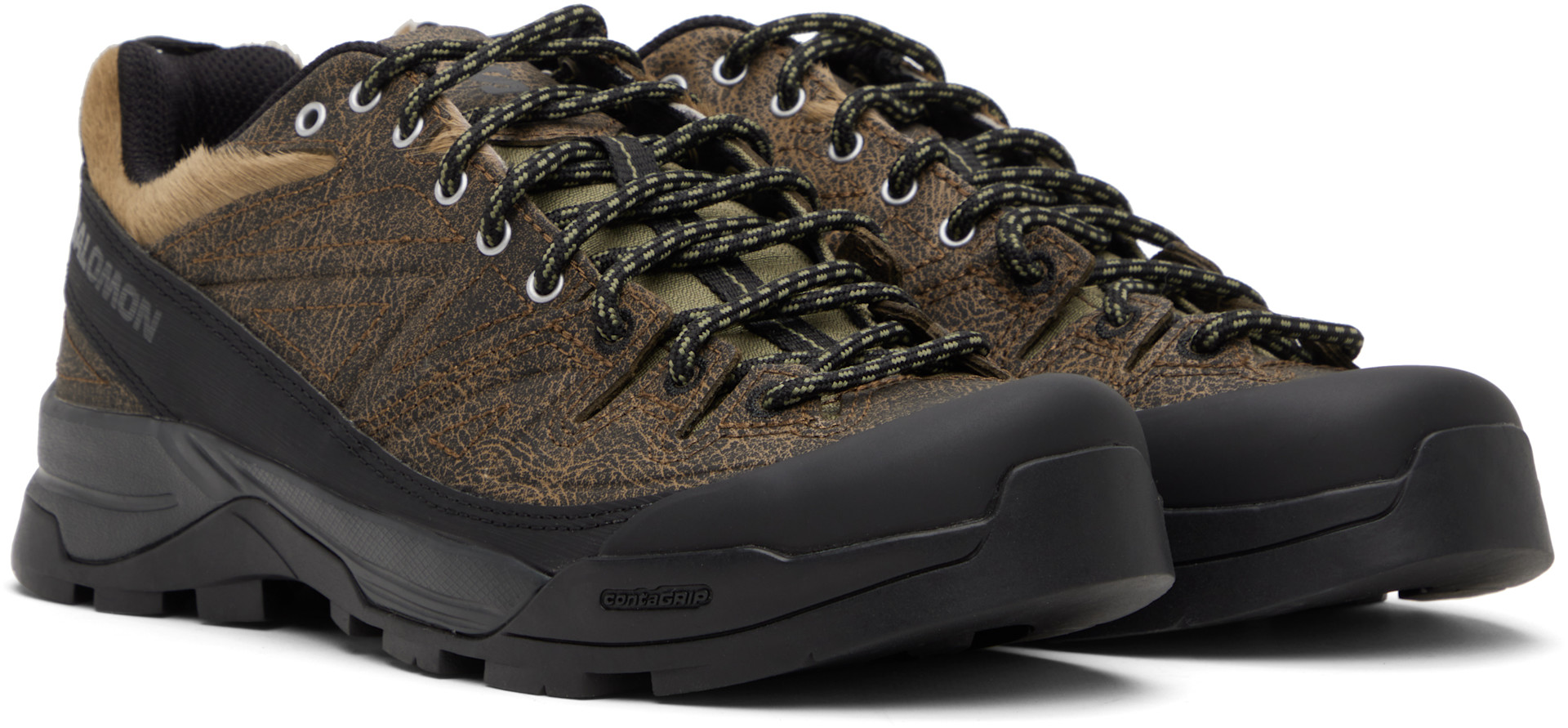 Salomon: Brown X-ALP Low Distressed Leather Sneakers | SSENSE