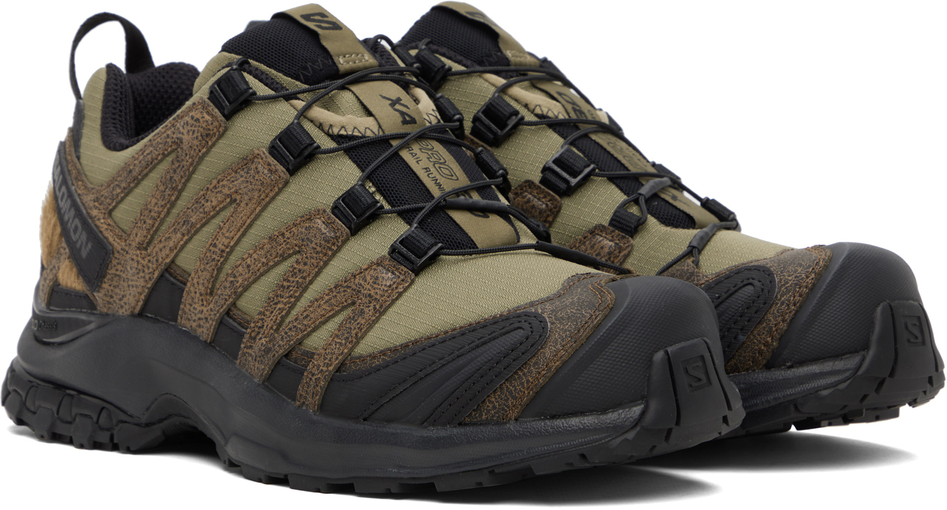 Salomon: Khaki XA Pro 3D Distressed Leather Sneakers | SSENSE