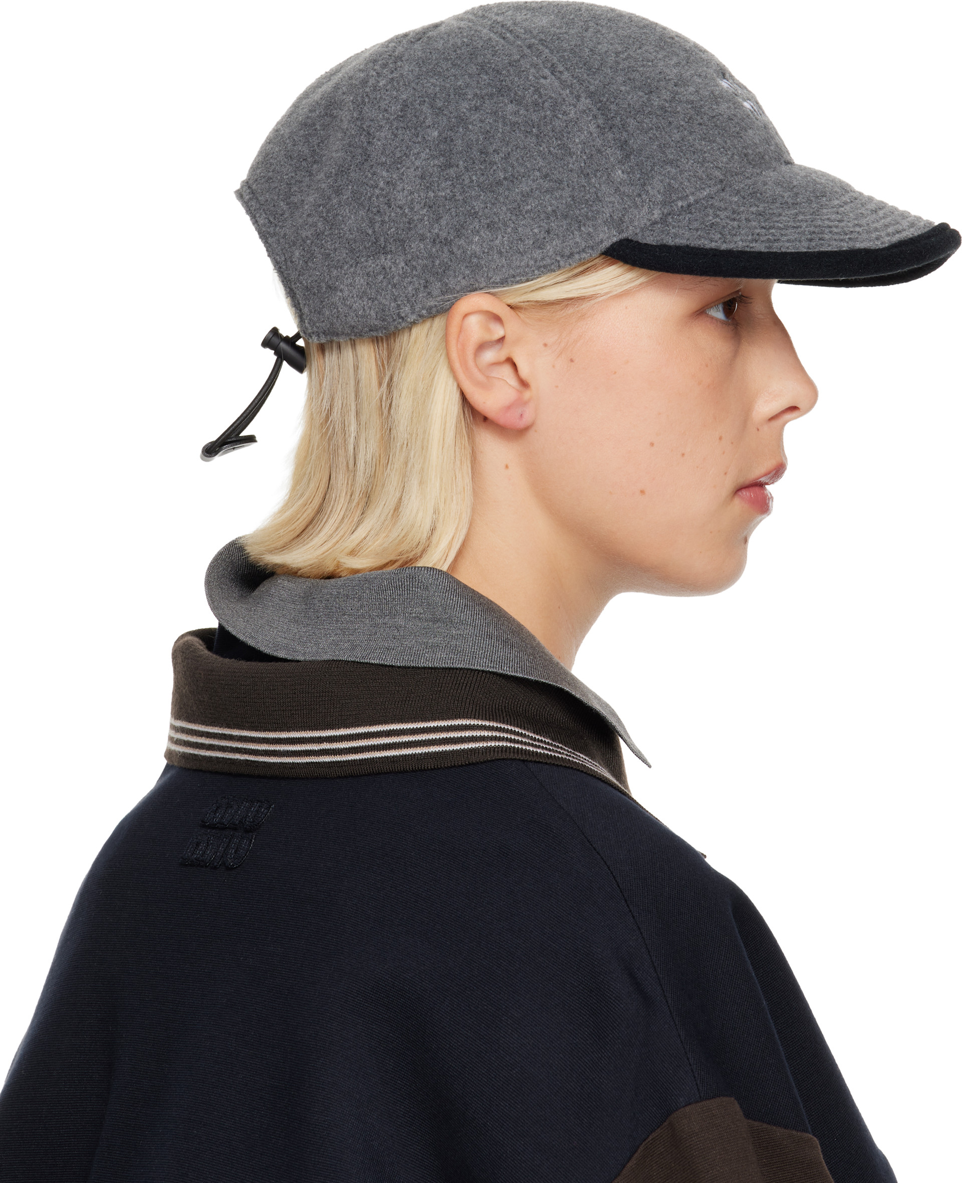 MIU MIU ウールxカシミア ハット　グレー Miu Miu: Gray Fleece Baseball Cap | SSENSE Canada