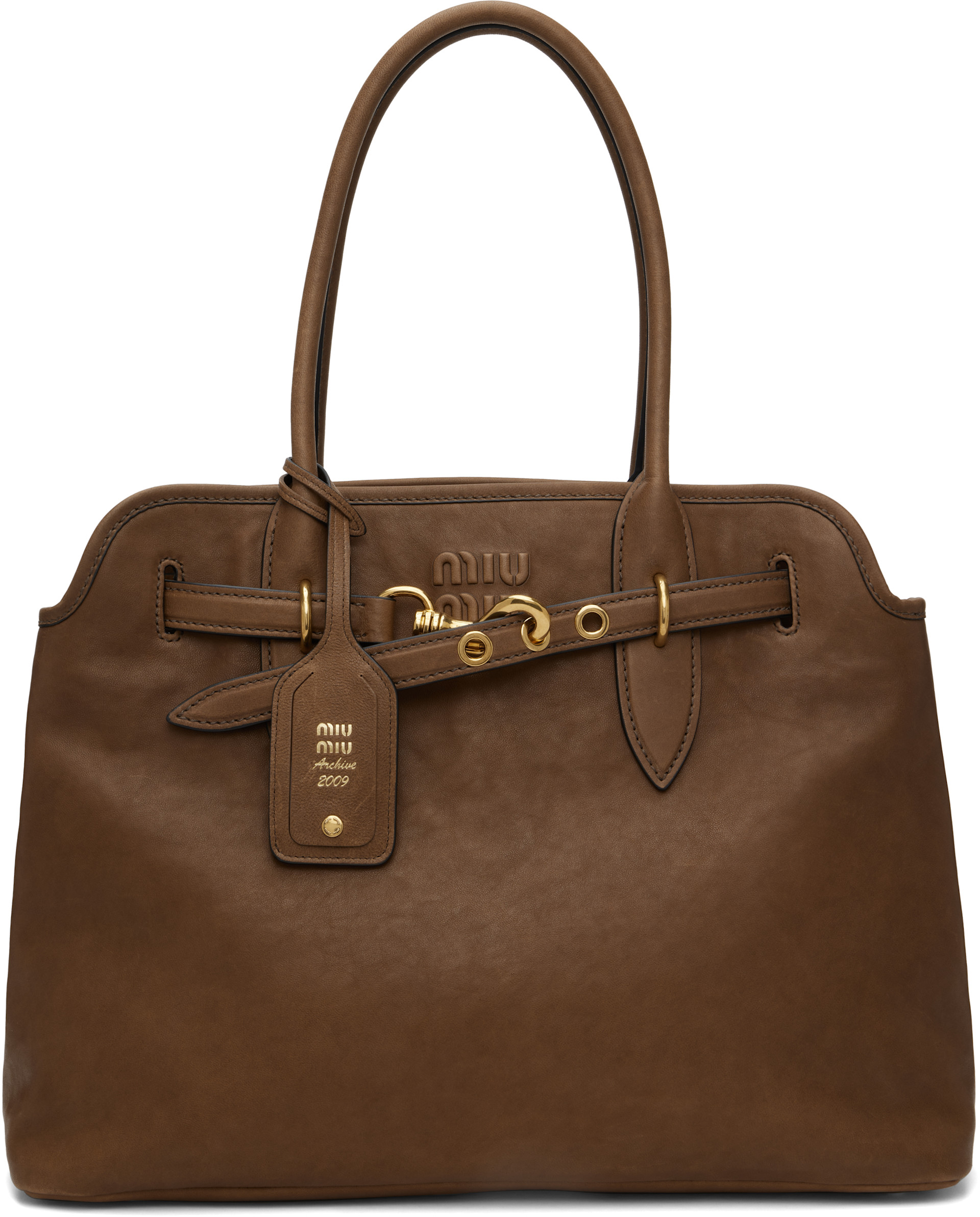 Miu Miu: Tan Aventure Nappa Bag | SSENSE China