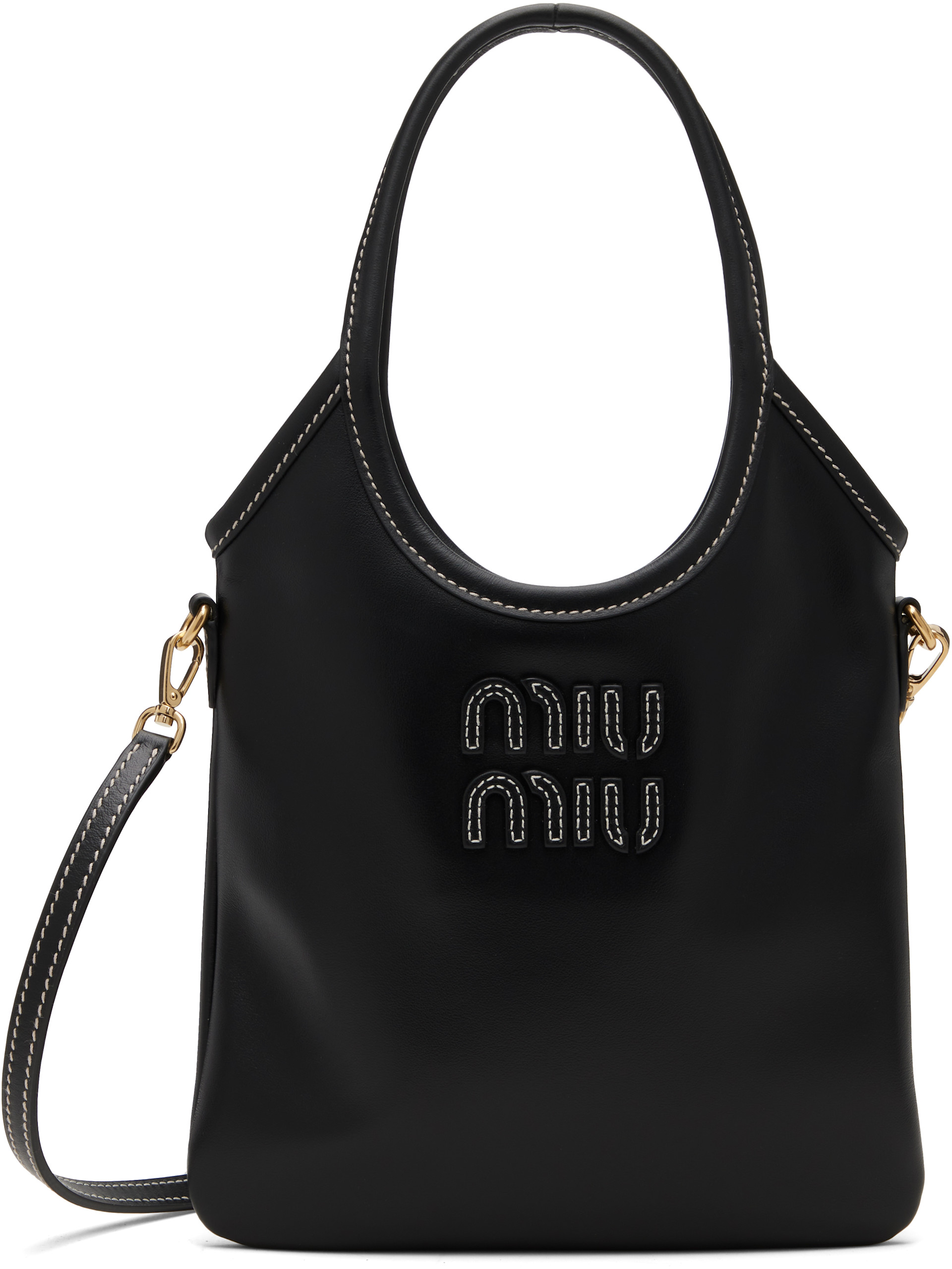 Miu Miu: Black Ivy Leather Bag | SSENSE Canada