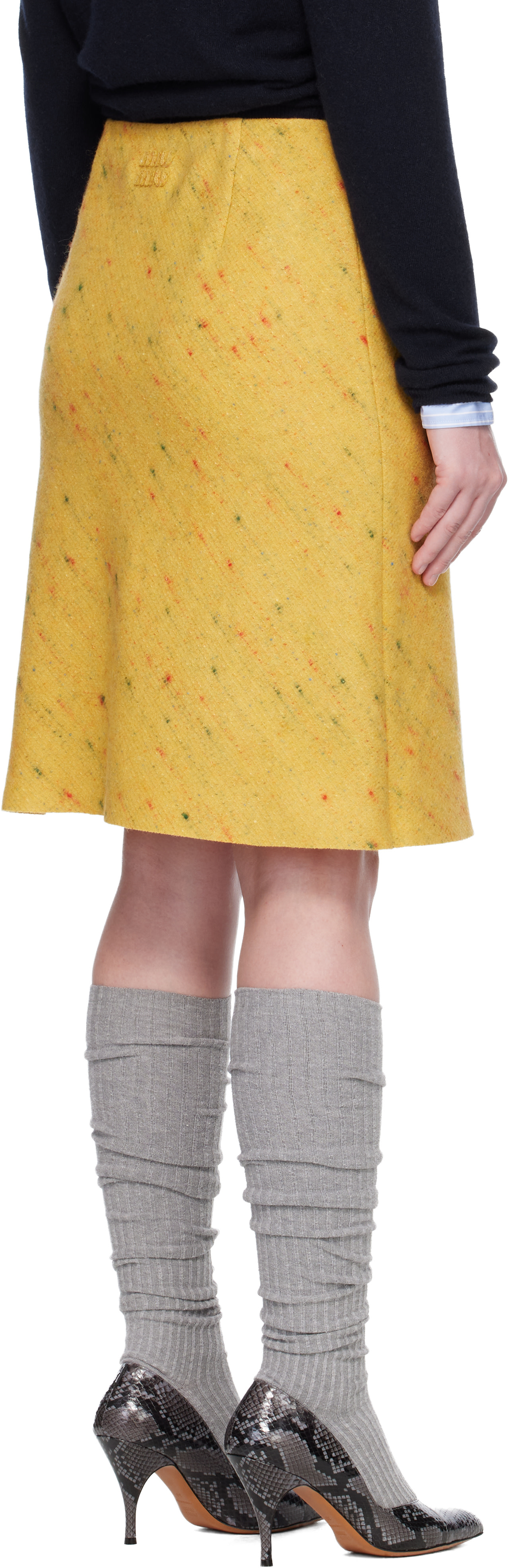 Miu Miu - Jupe midi jaune en bouclé