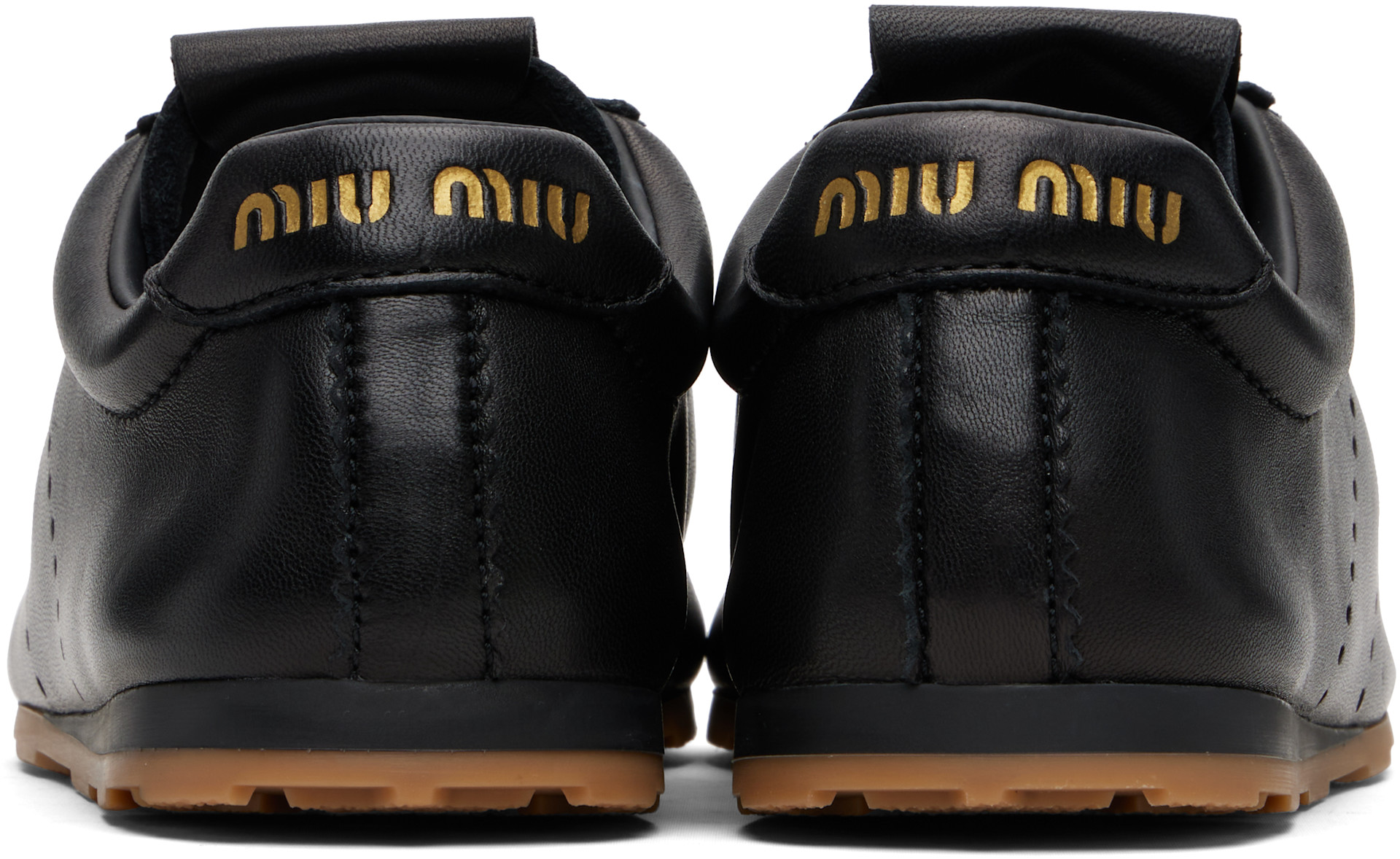 Miu Miu - Baskets Plume noires en cuir nappa