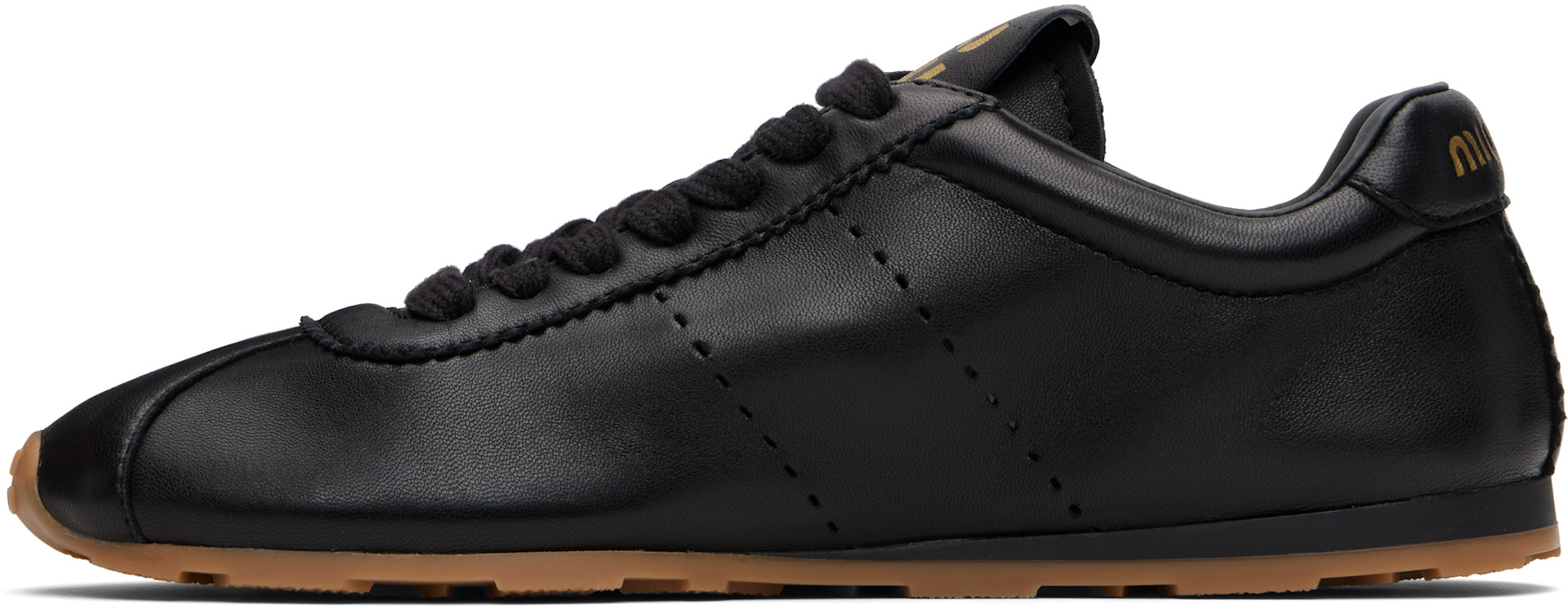Miu Miu - Baskets Plume noires en cuir nappa