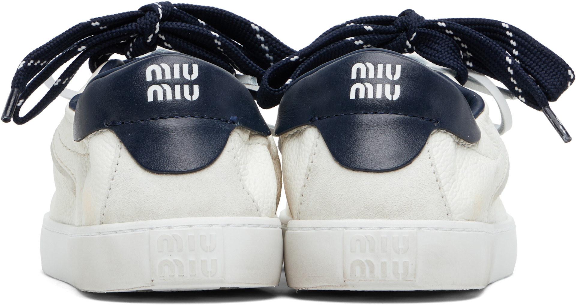 Miu Miu - Baskets Deco blanc cassé en cuir