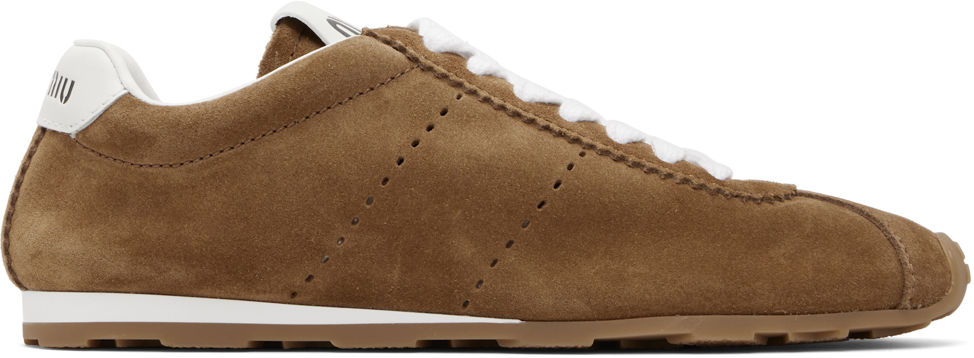 Miu Miu - Baskets Plume brun clair en suède