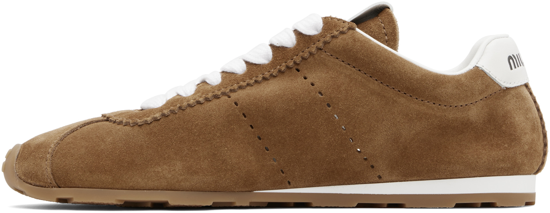 Miu Miu - Baskets Plume brun clair en suède