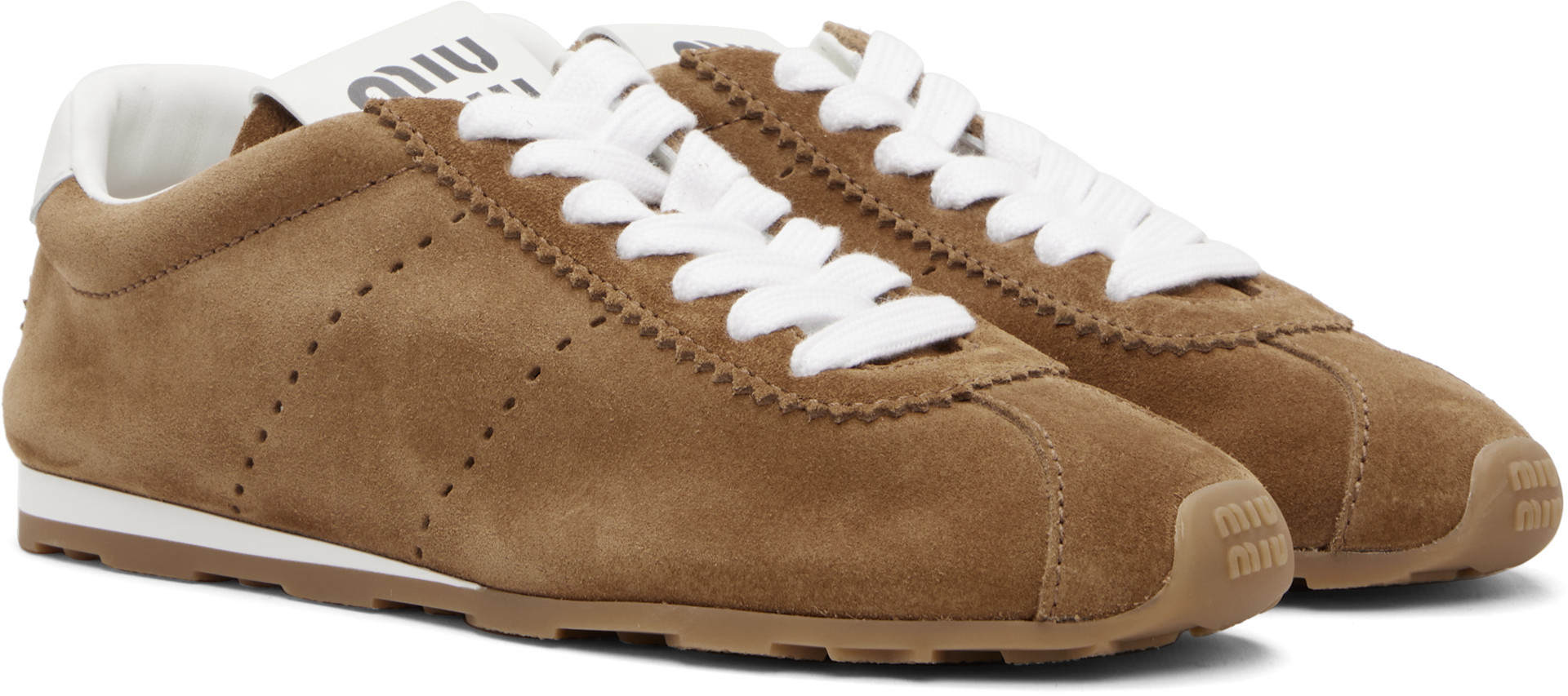 Miu Miu - Baskets Plume brun clair en suède