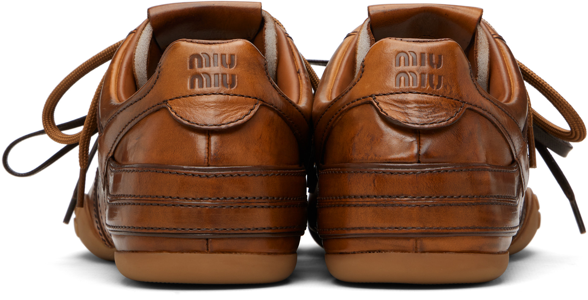 Miu Miu: Brown Gymnasium Sneakers | SSENSE Canada
