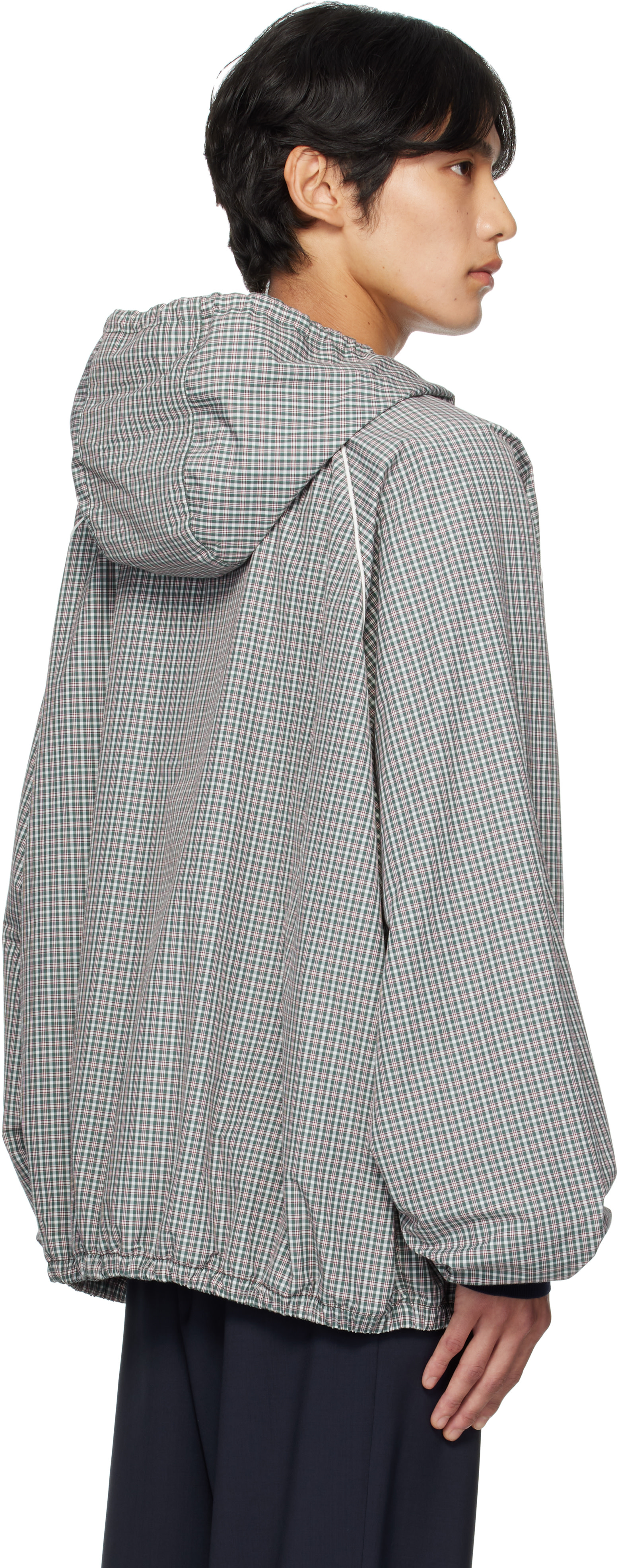 Miu Miu: Green & White Technical Zip Jacket | SSENSE Canada