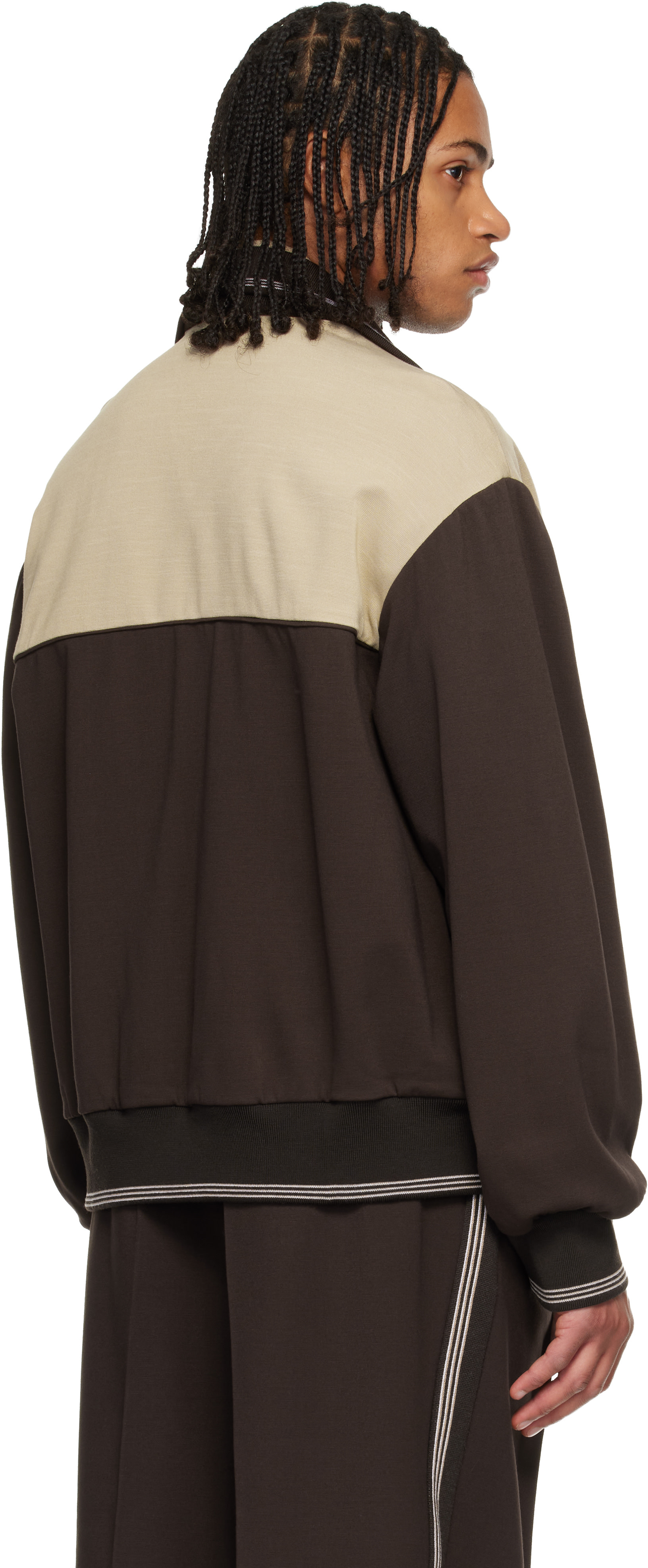 Miu Miu - Pull molletonné brun et beige à glissière