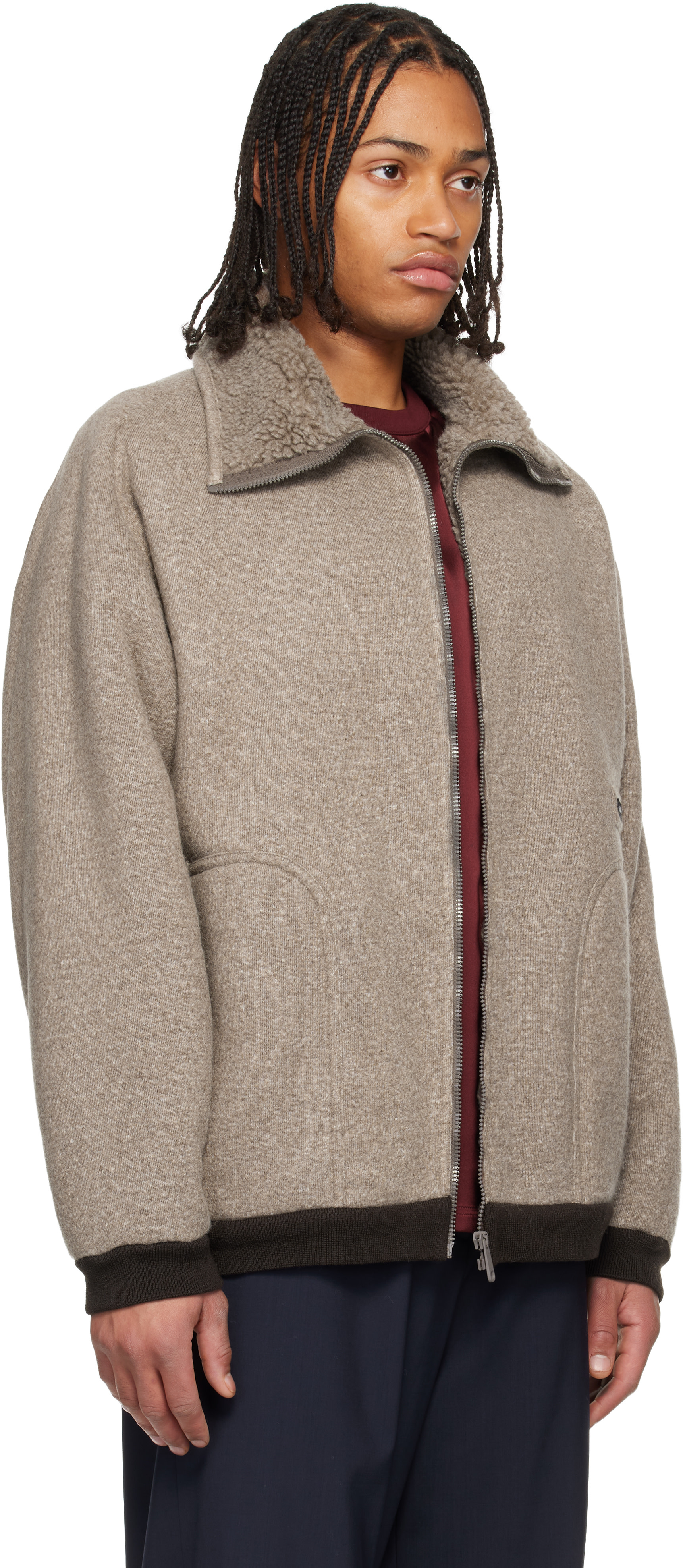 ジャケット・アウター mue mue Miu Miu: Brown Fleece Zipper Blouson Jacket | SSENSE Canada