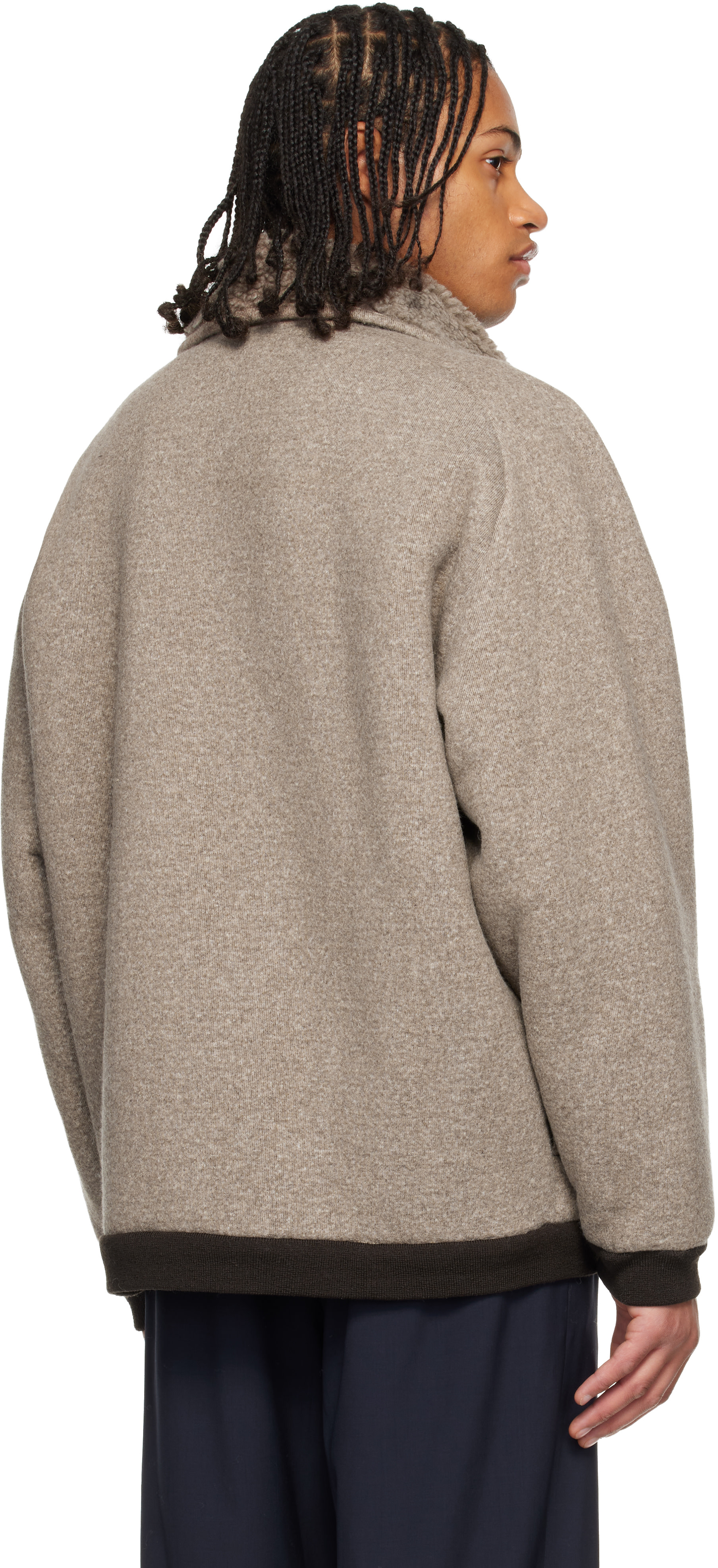 Miu Miu: Brown Fleece Zipper Blouson Jacket | SSENSE Canada