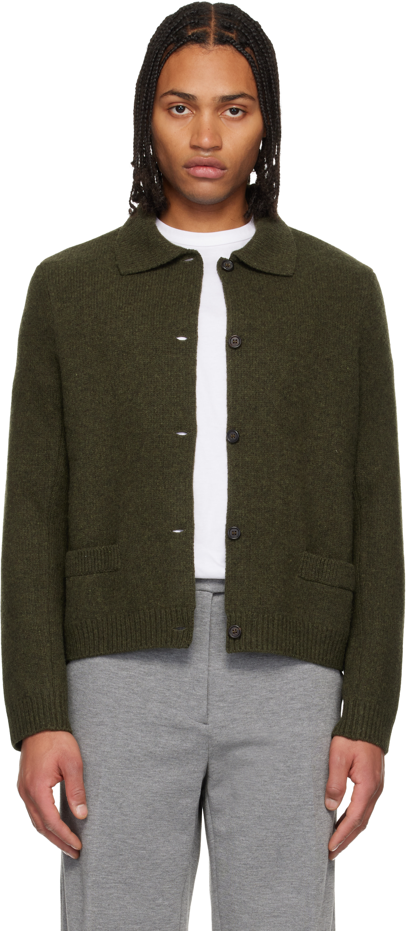 Miu Miu - Khaki Wool Cardigan