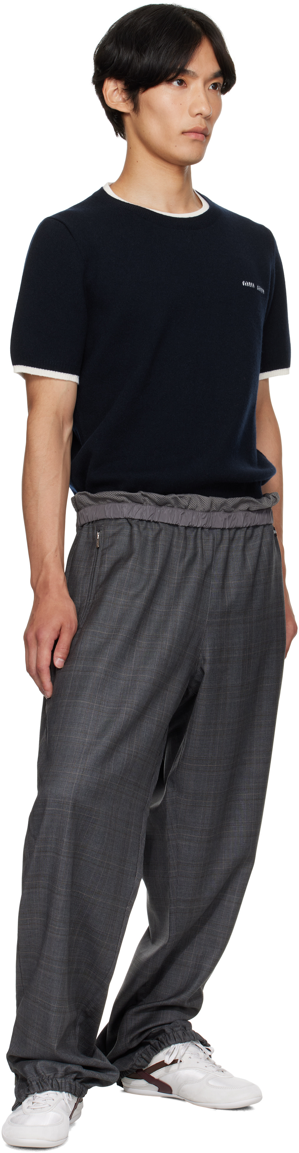 Miu Miu - Gray Wool Track Trousers